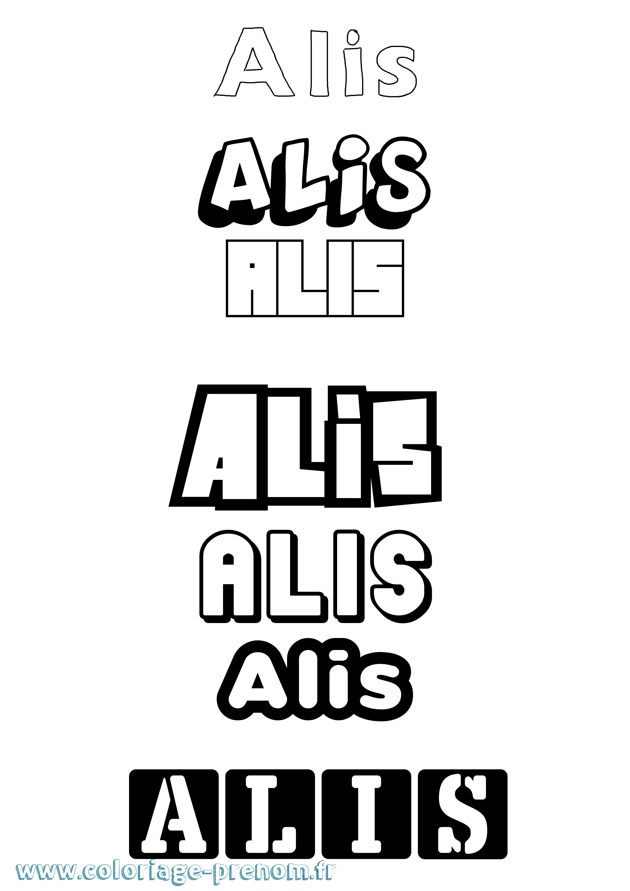 Coloriage prénom Alis Simple