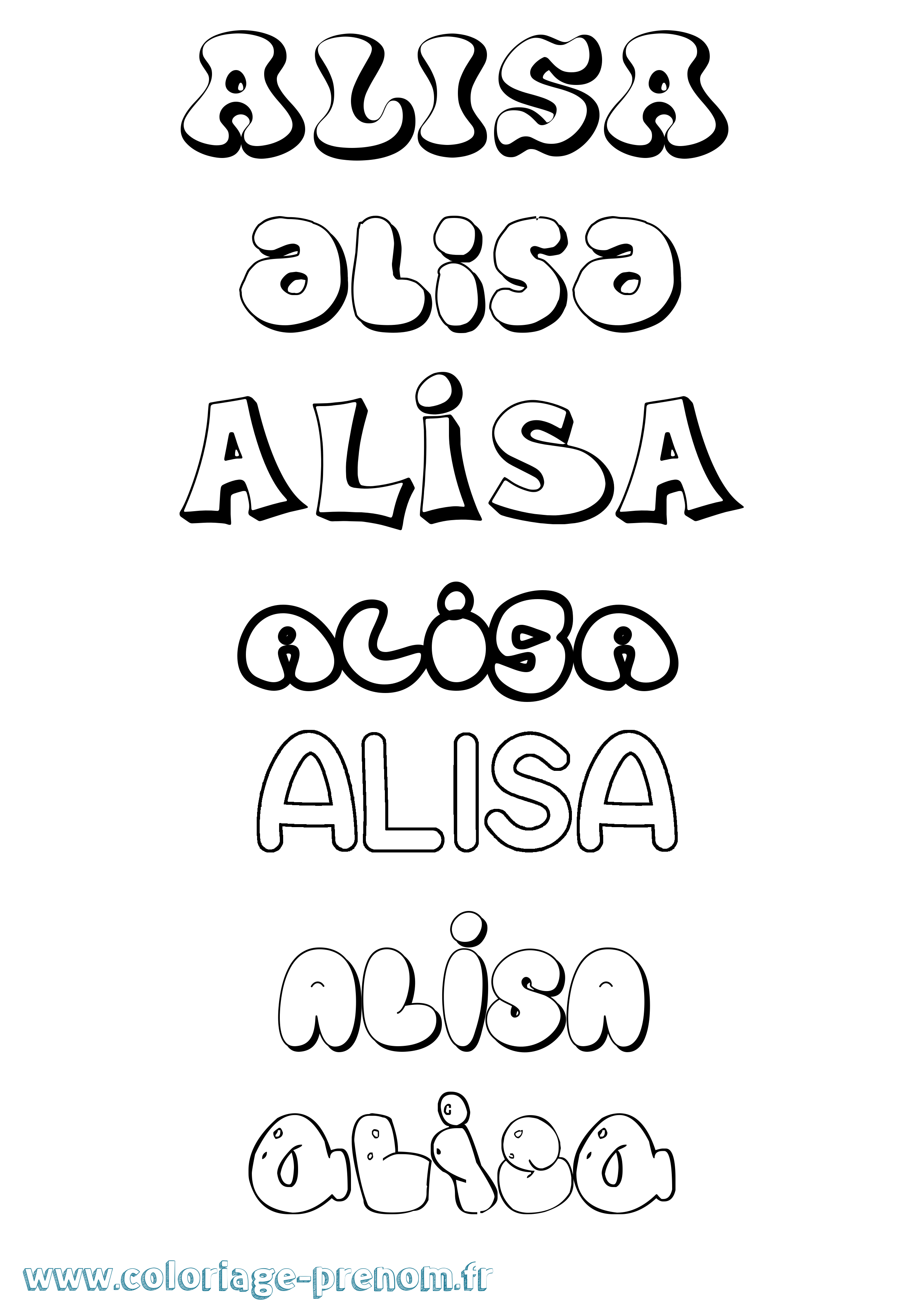 Coloriage Alisa Bubble Coloriage prénom Alisa Bubble