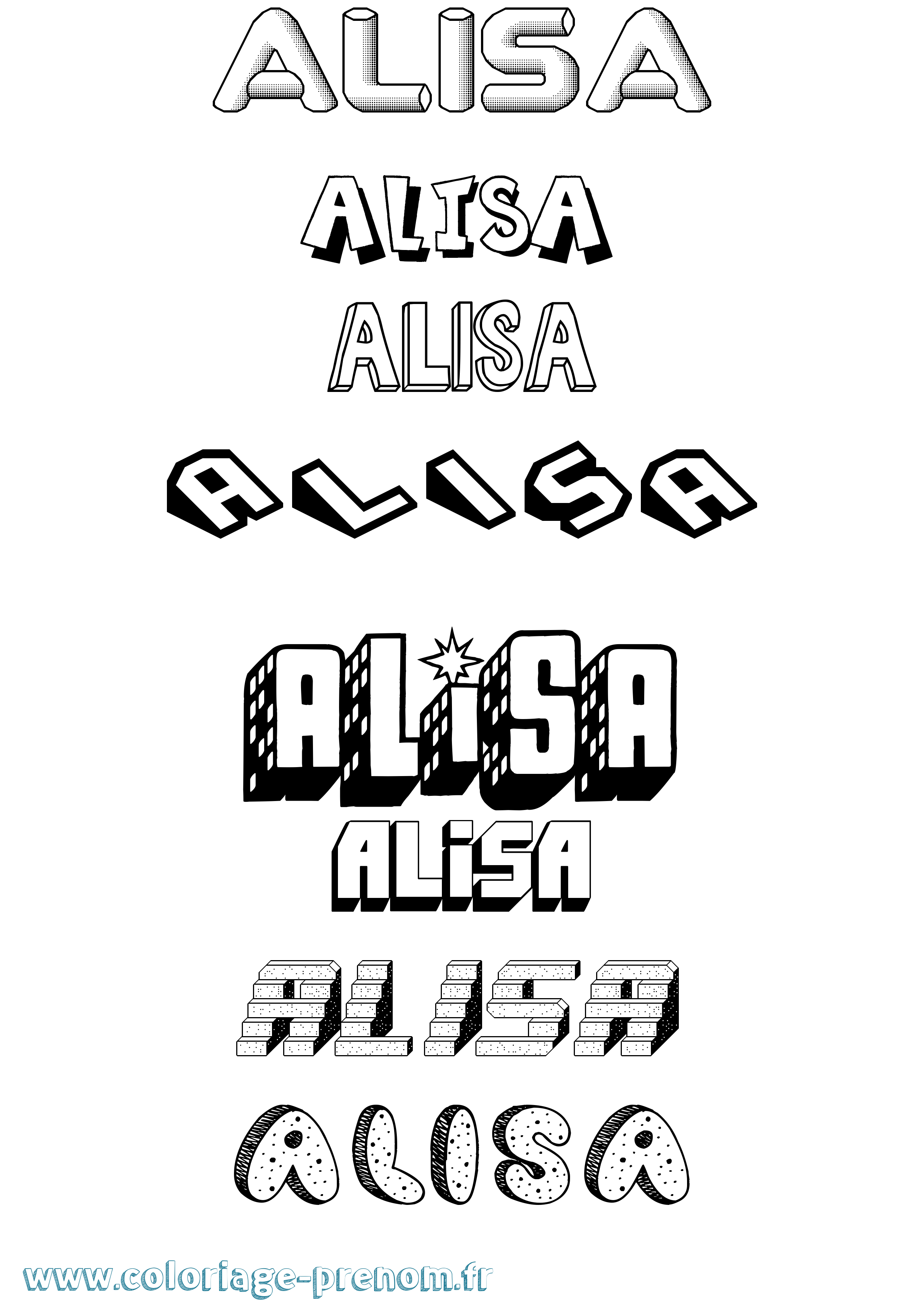 Coloriage Alisa Effet 3D Coloriage prénom Alisa Effet 3D