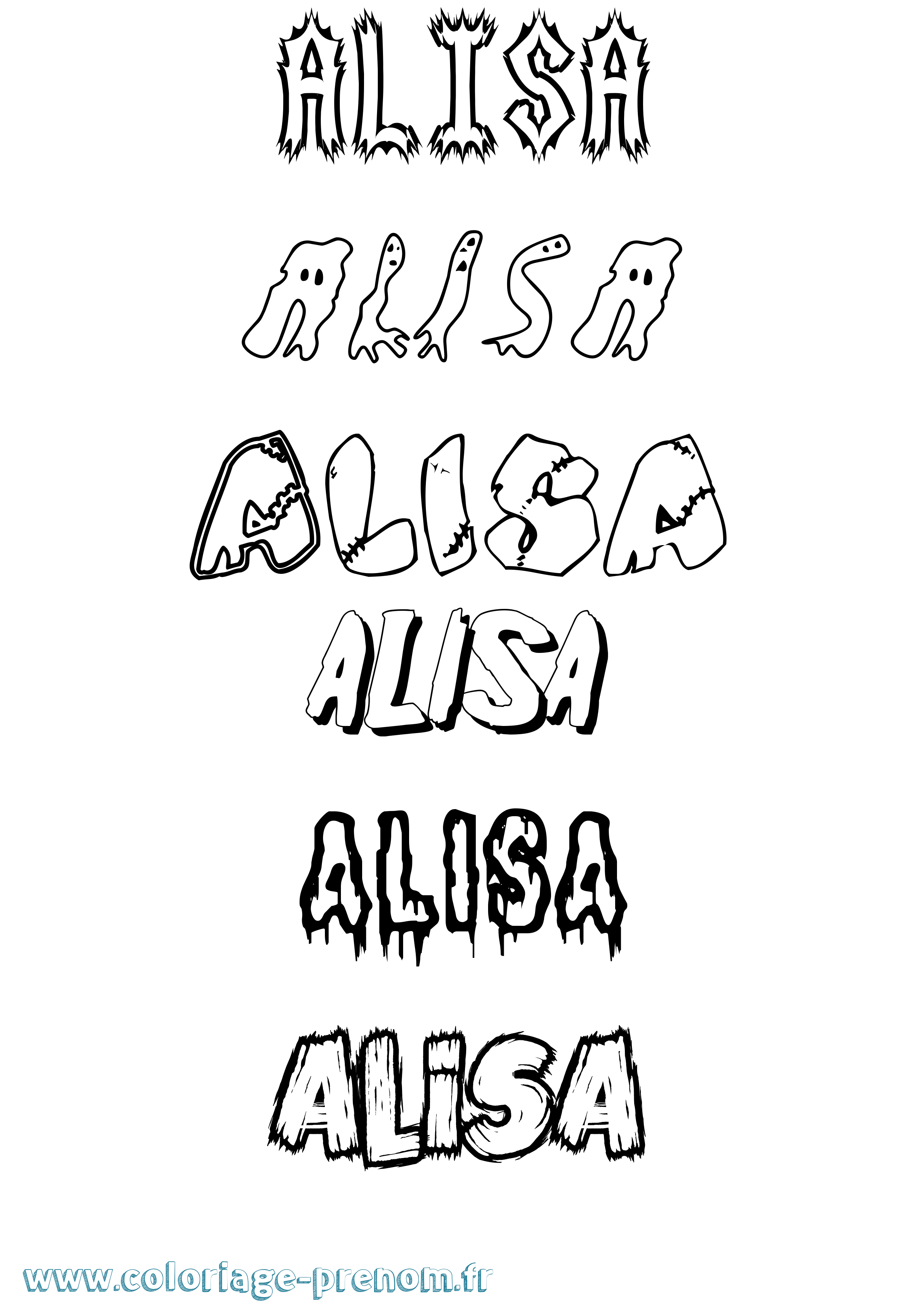 Coloriage prénom Alisa Frisson
