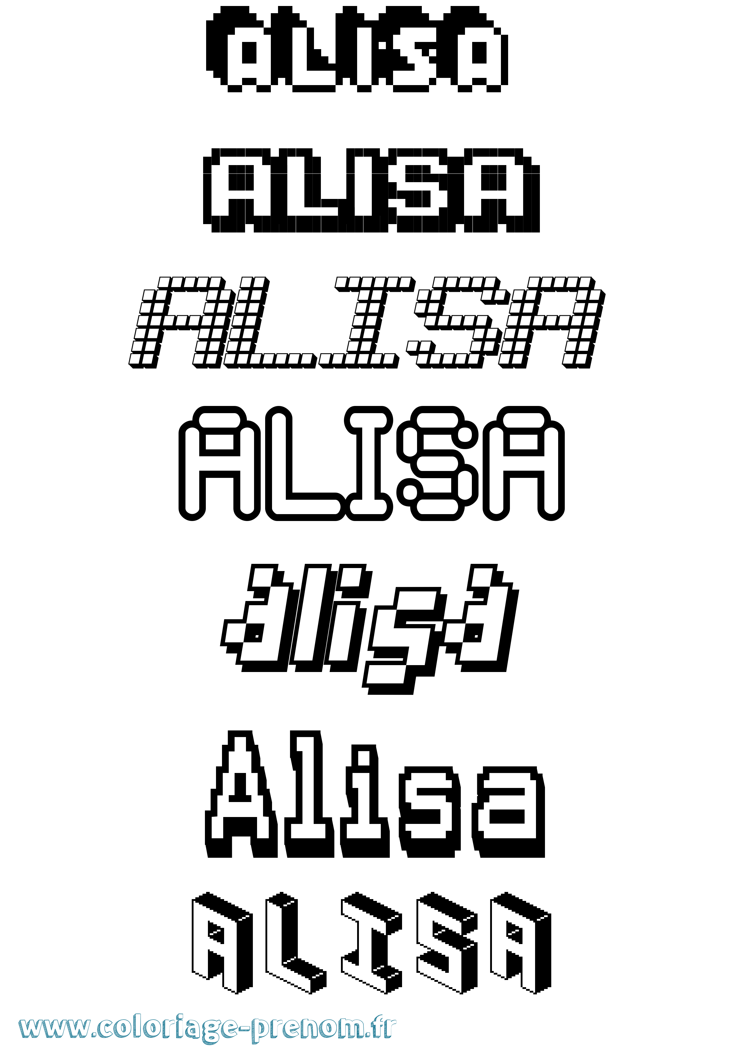Coloriage Alisa Pixel Coloriage prénom Alisa Pixel