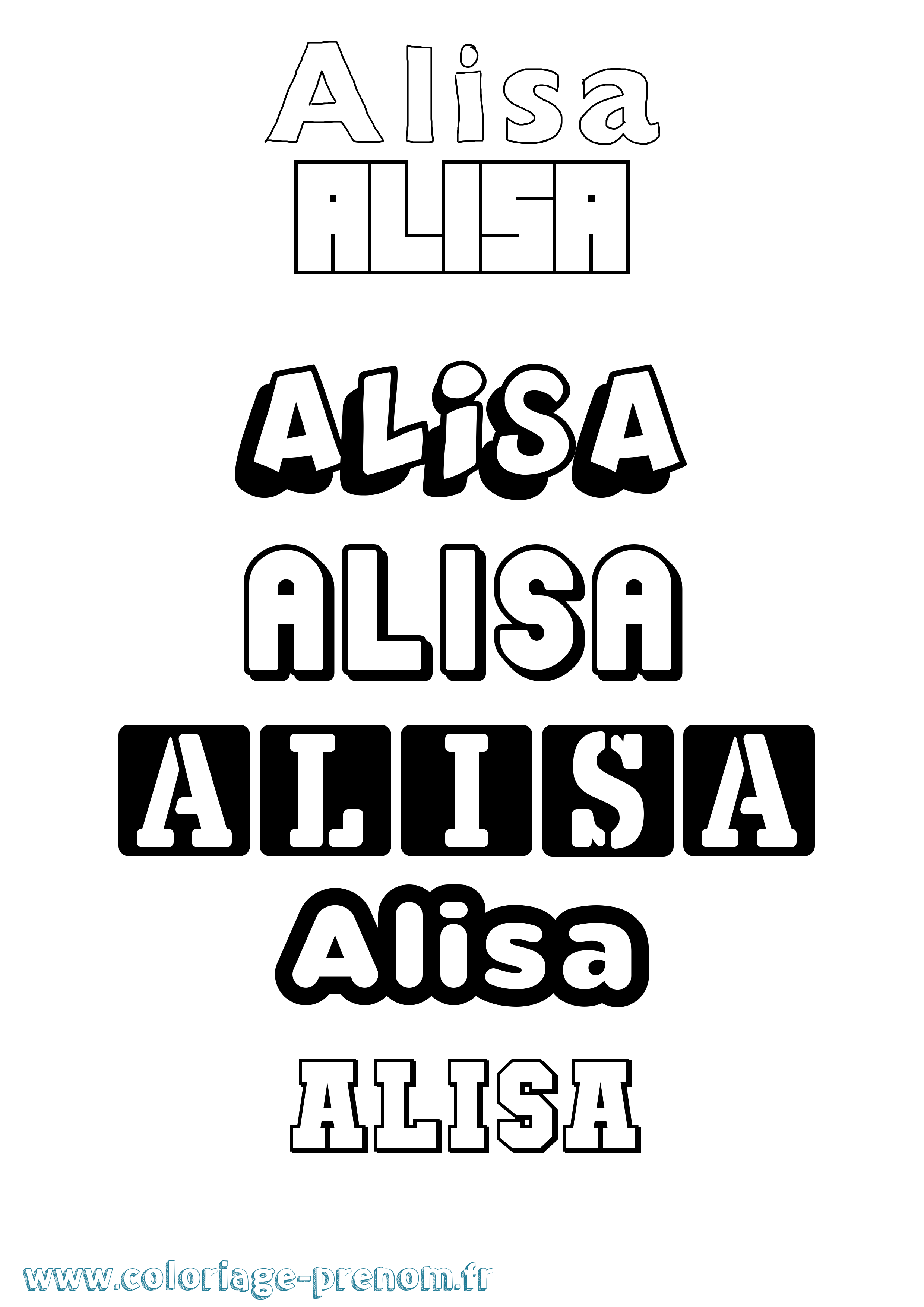 Coloriage Alisa Simple Coloriage prénom Alisa Simple