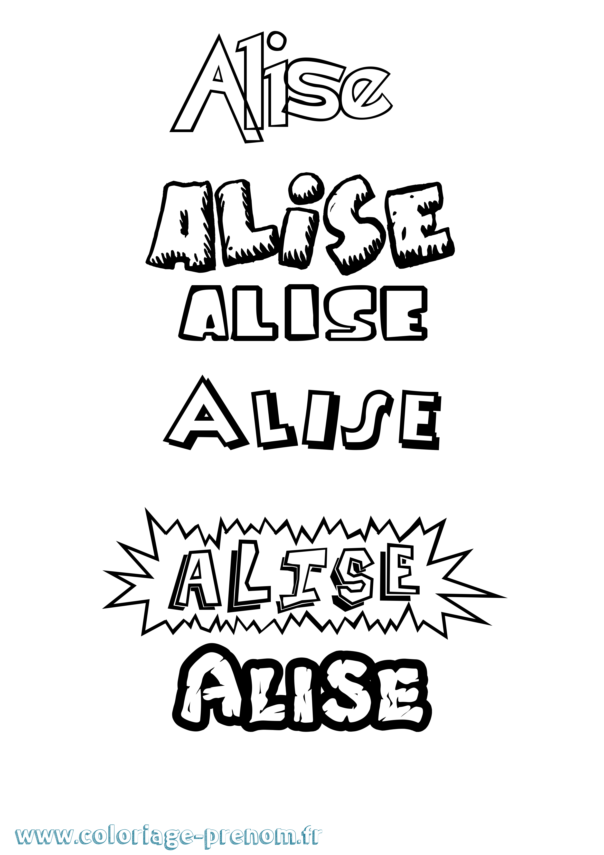Coloriage prénom Alise Dessin Animé