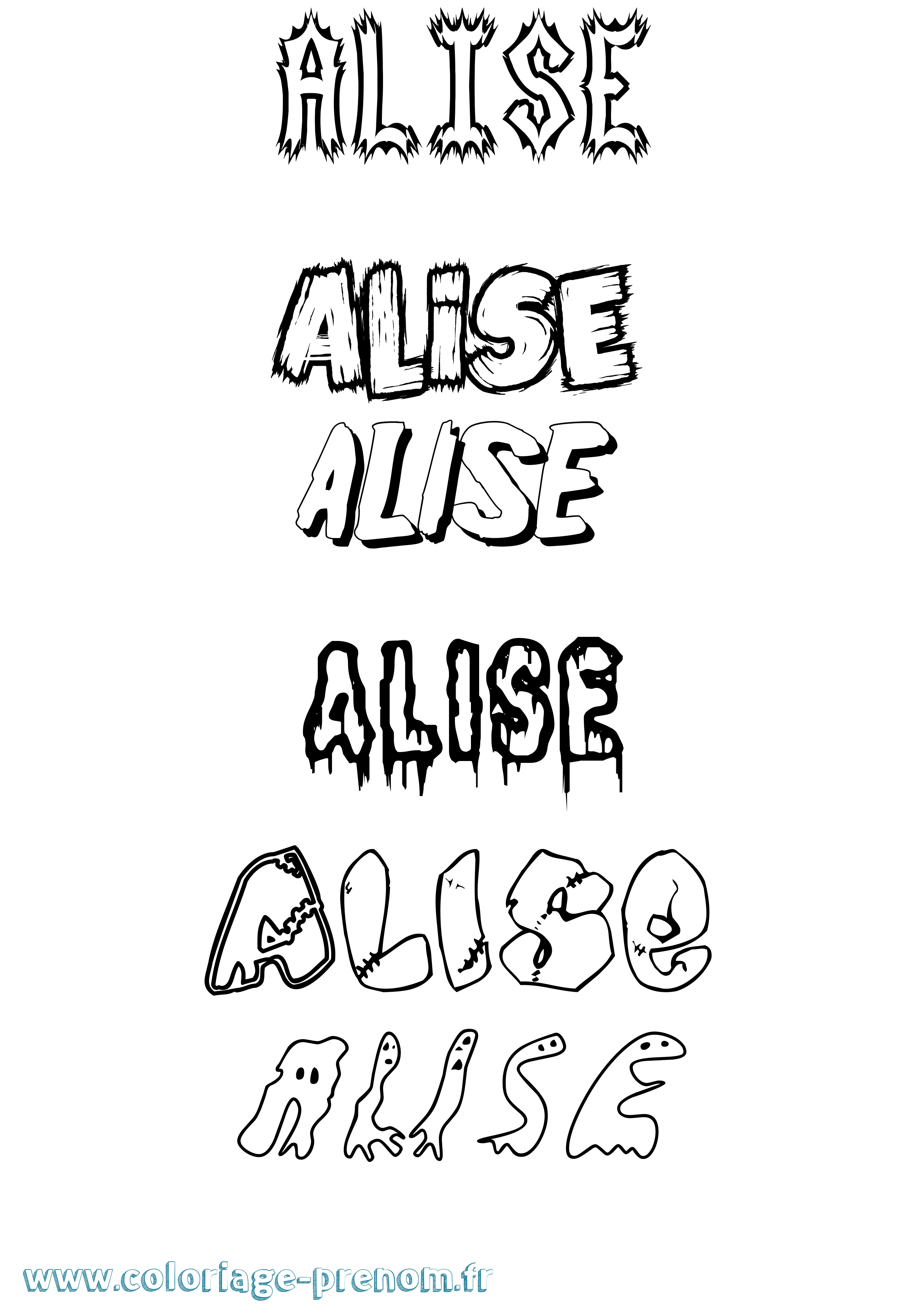 Coloriage prénom Alise Frisson