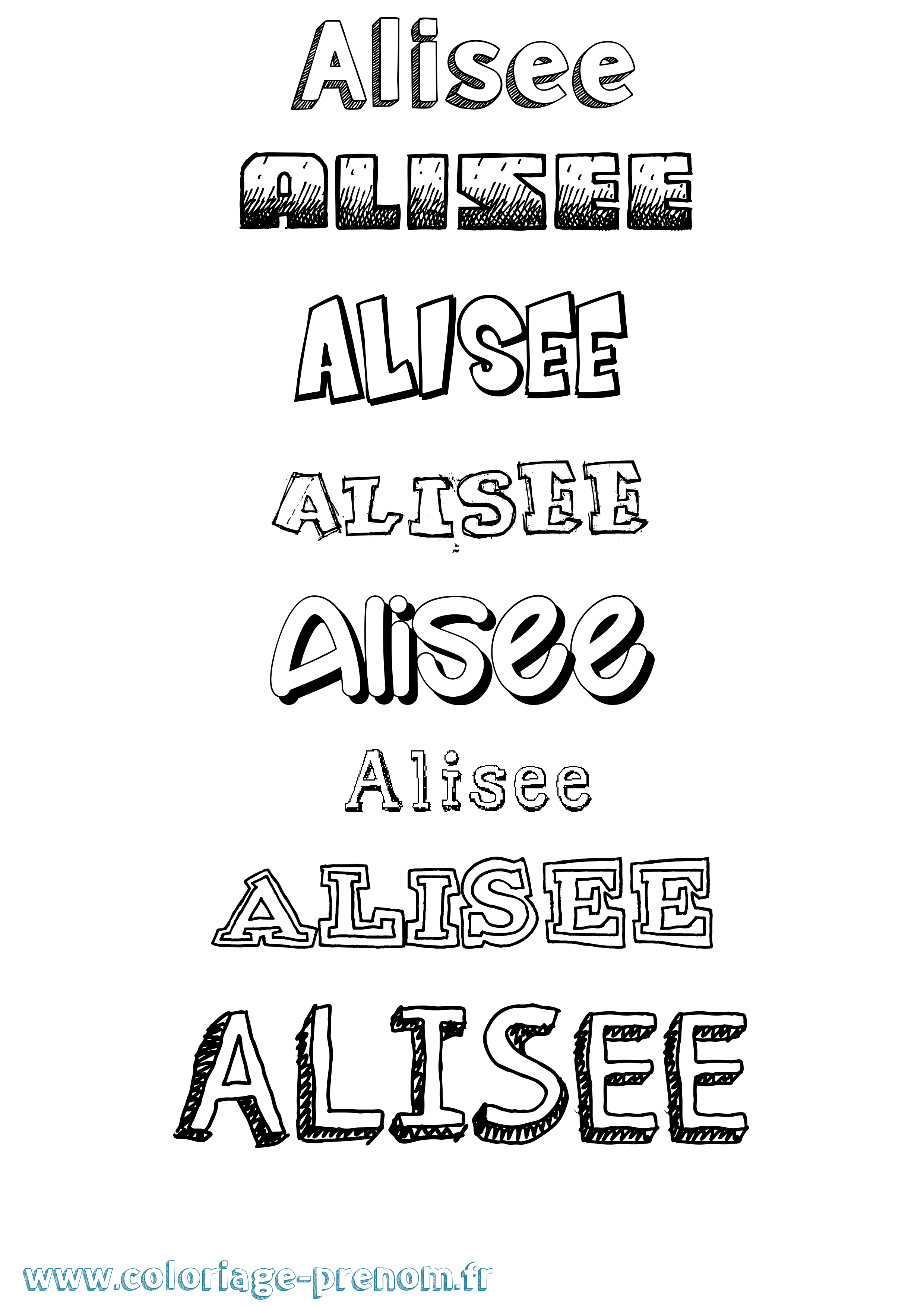 Coloriage prénom Alisee Dessiné