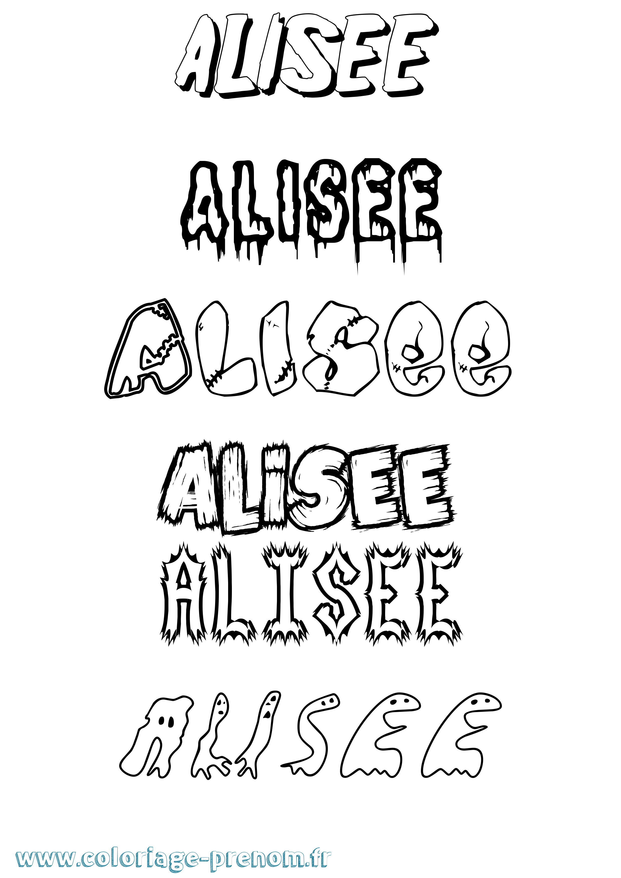 Coloriage prénom Alisee Frisson