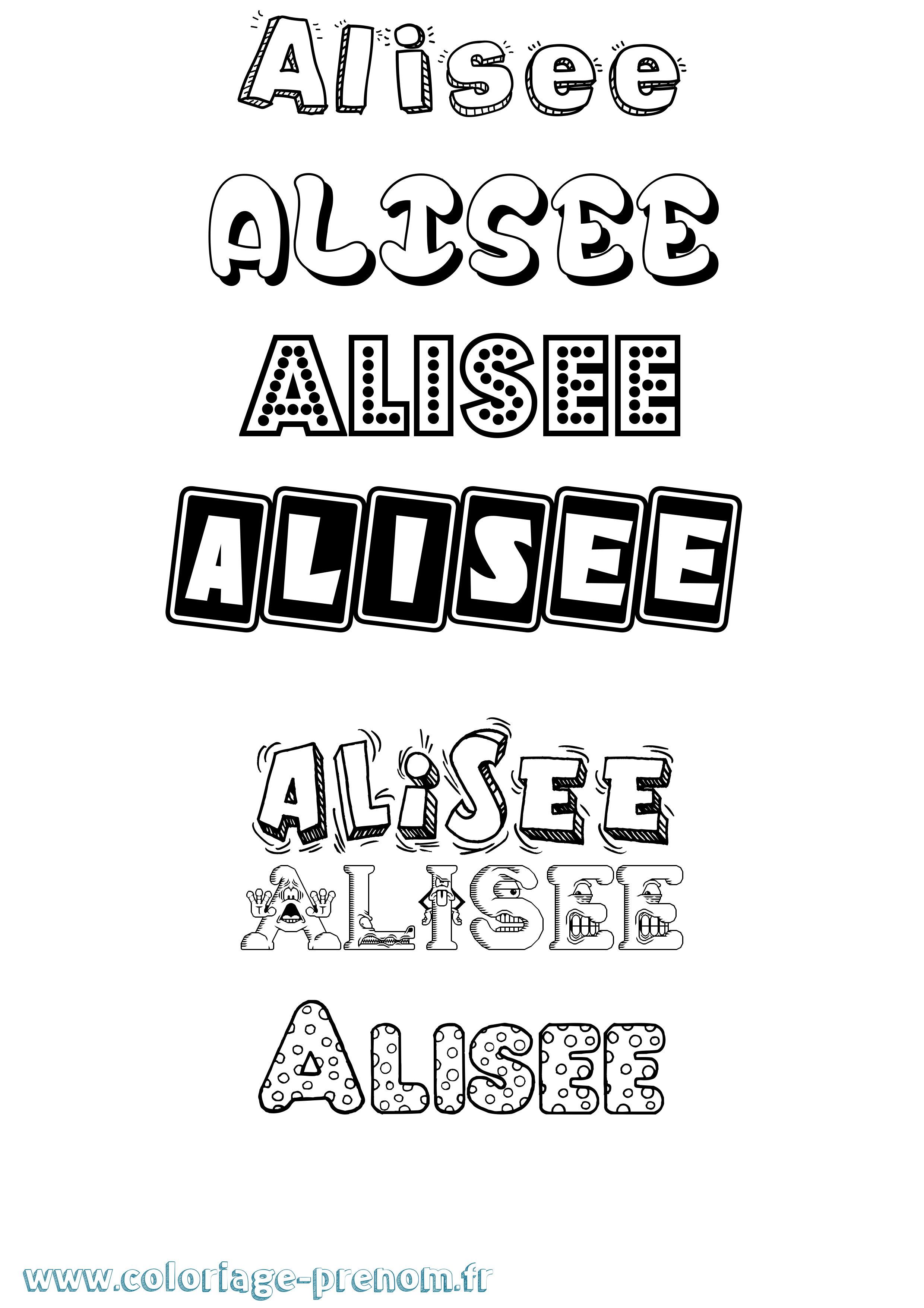 Coloriage prénom Alisee Fun