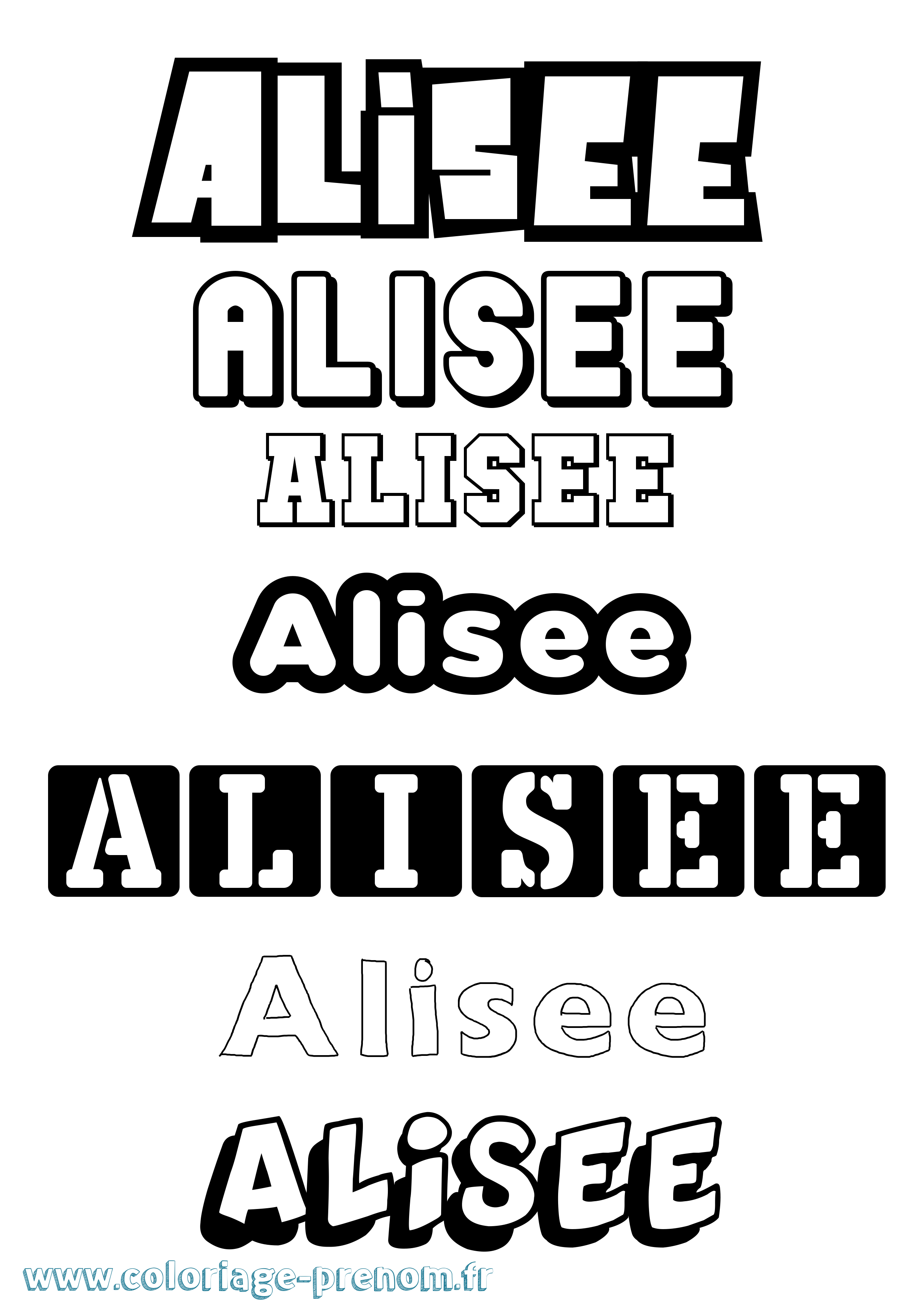 Coloriage prénom Alisee Simple