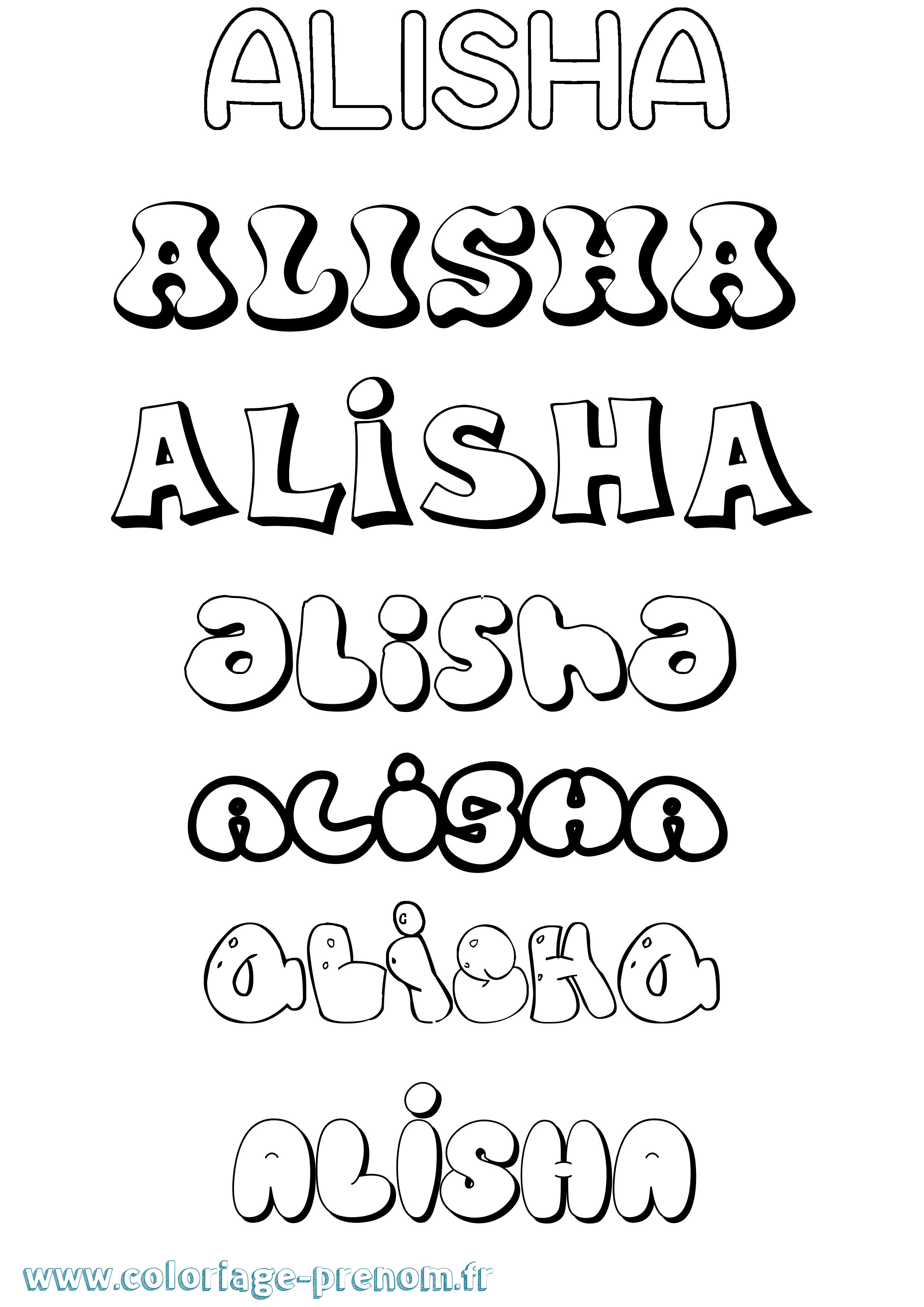 Coloriage prénom Alisha