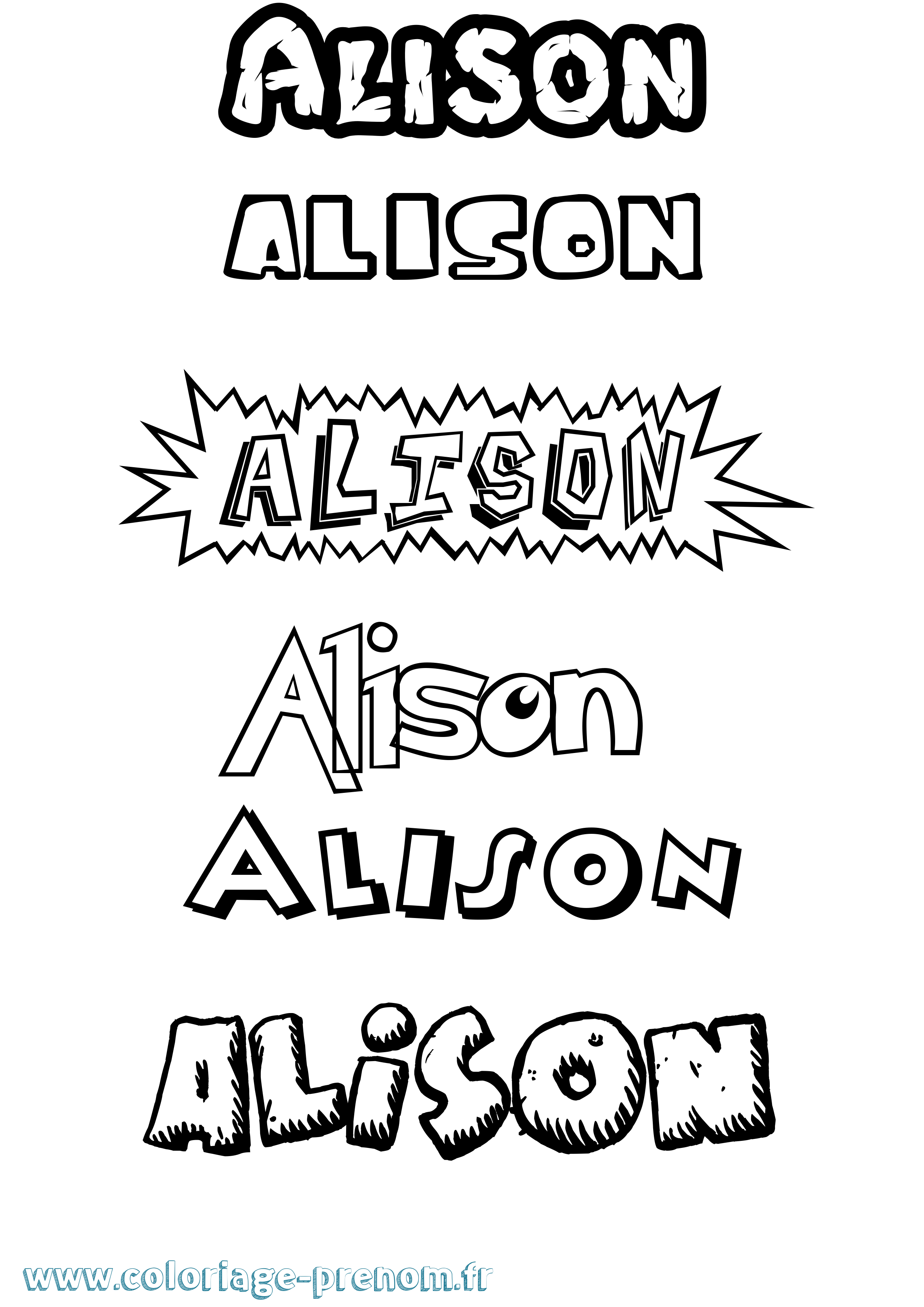 Coloriage prénom Alison Dessin Animé