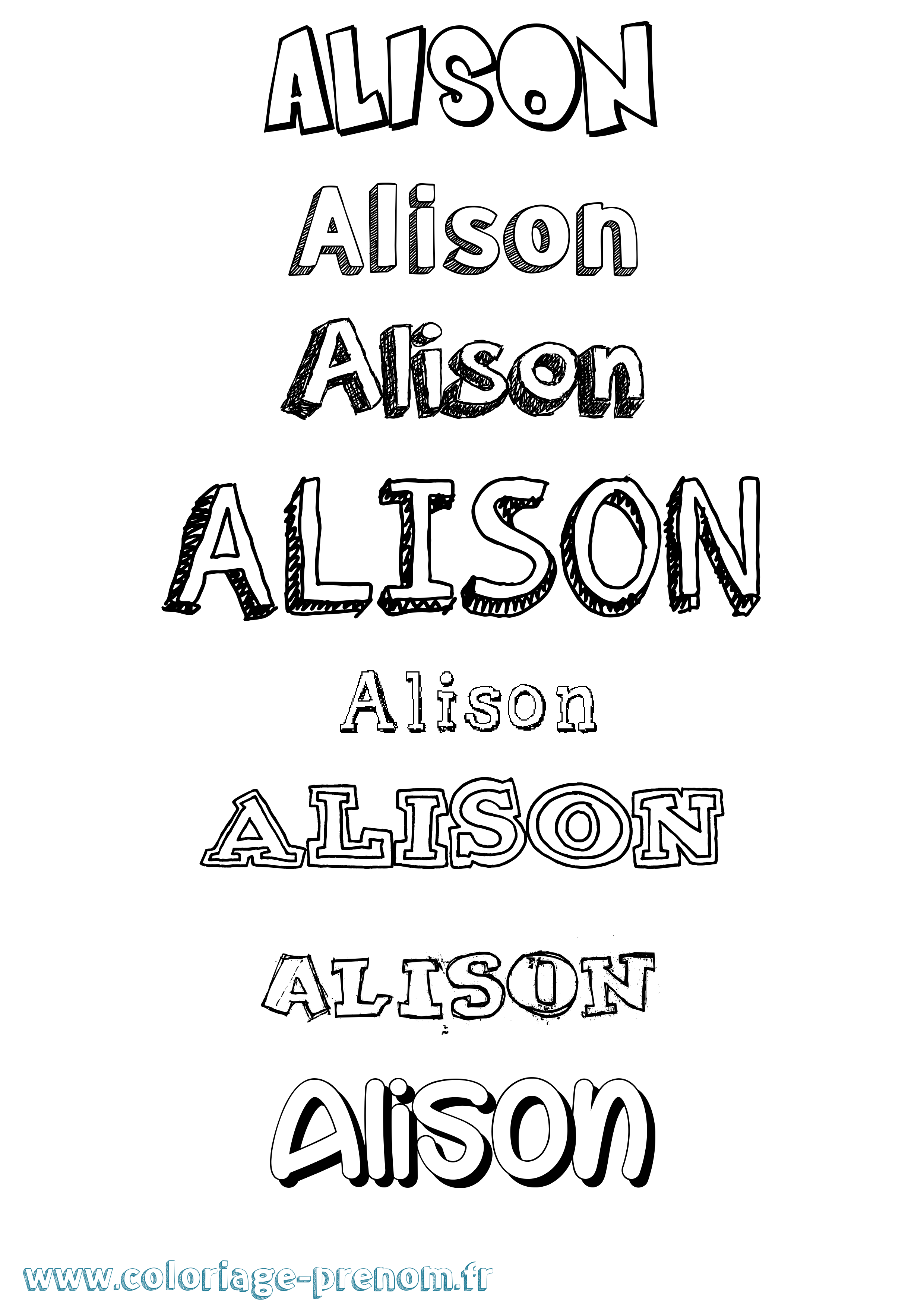 Coloriage prénom Alison Dessiné