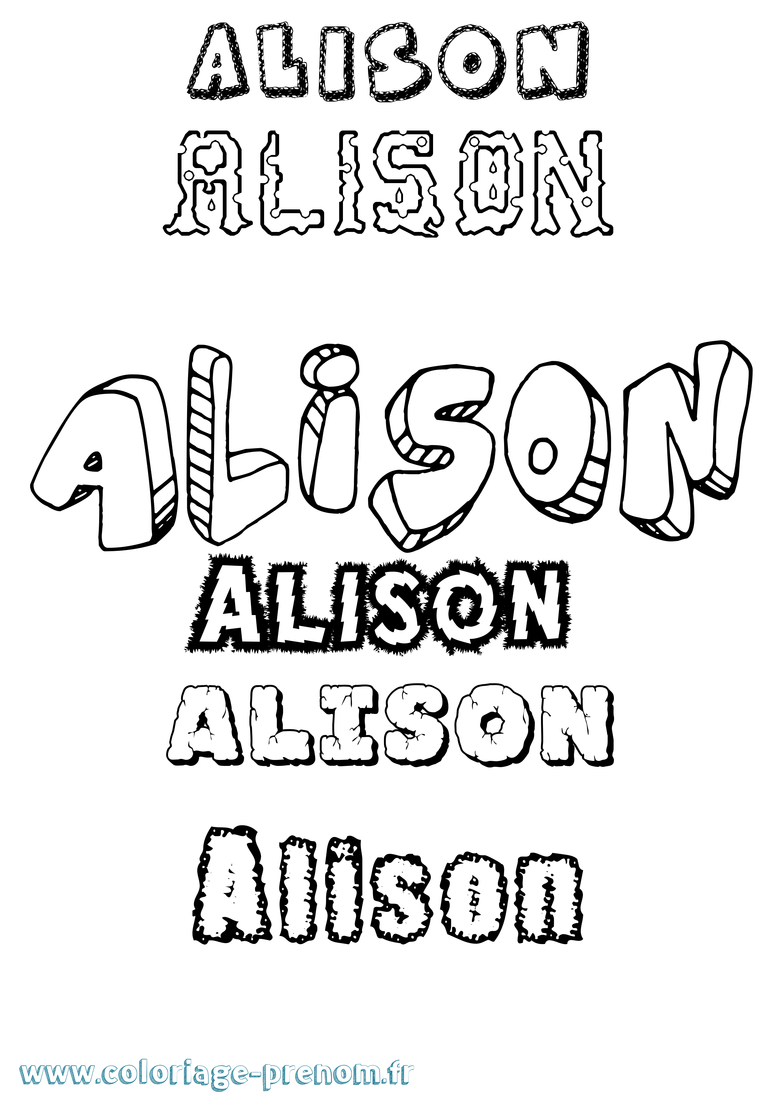 Coloriage prénom Alison Destructuré