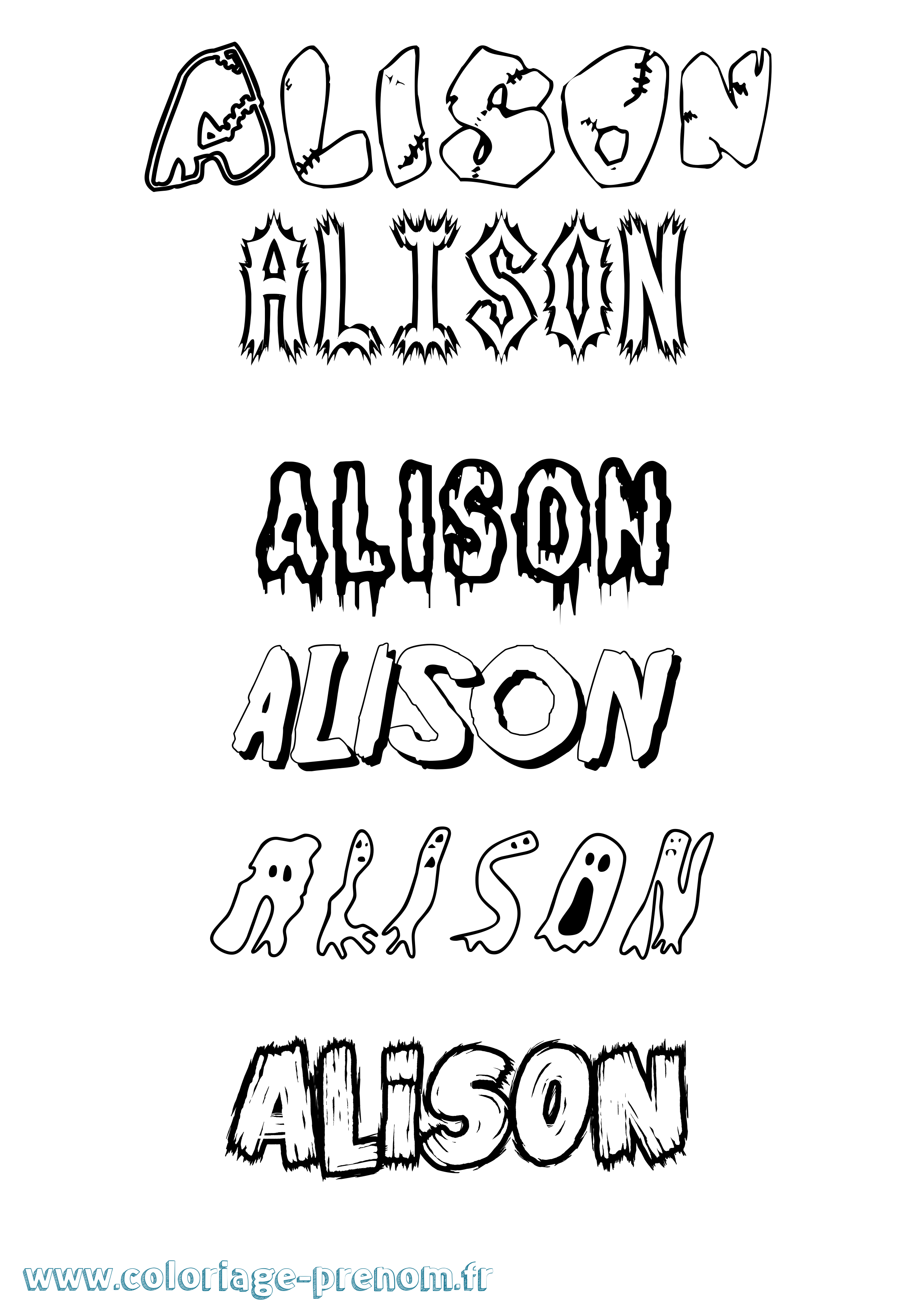 Coloriage prénom Alison Frisson