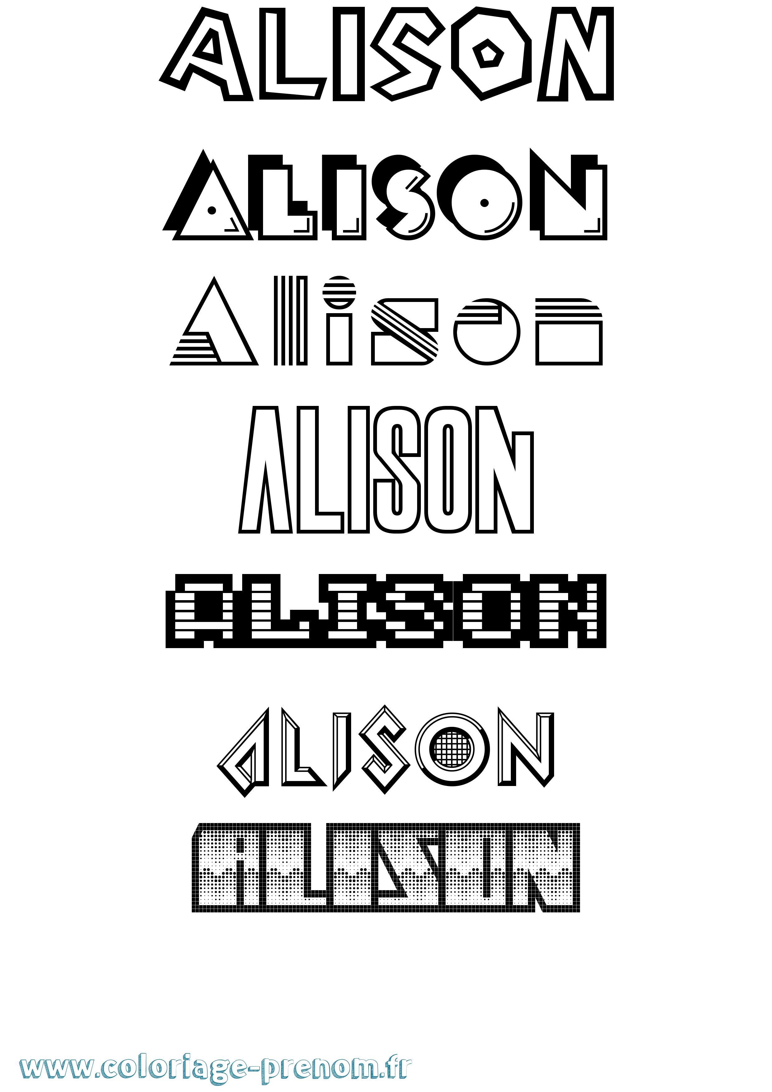 Coloriage prénom Alison Jeux Vidéos