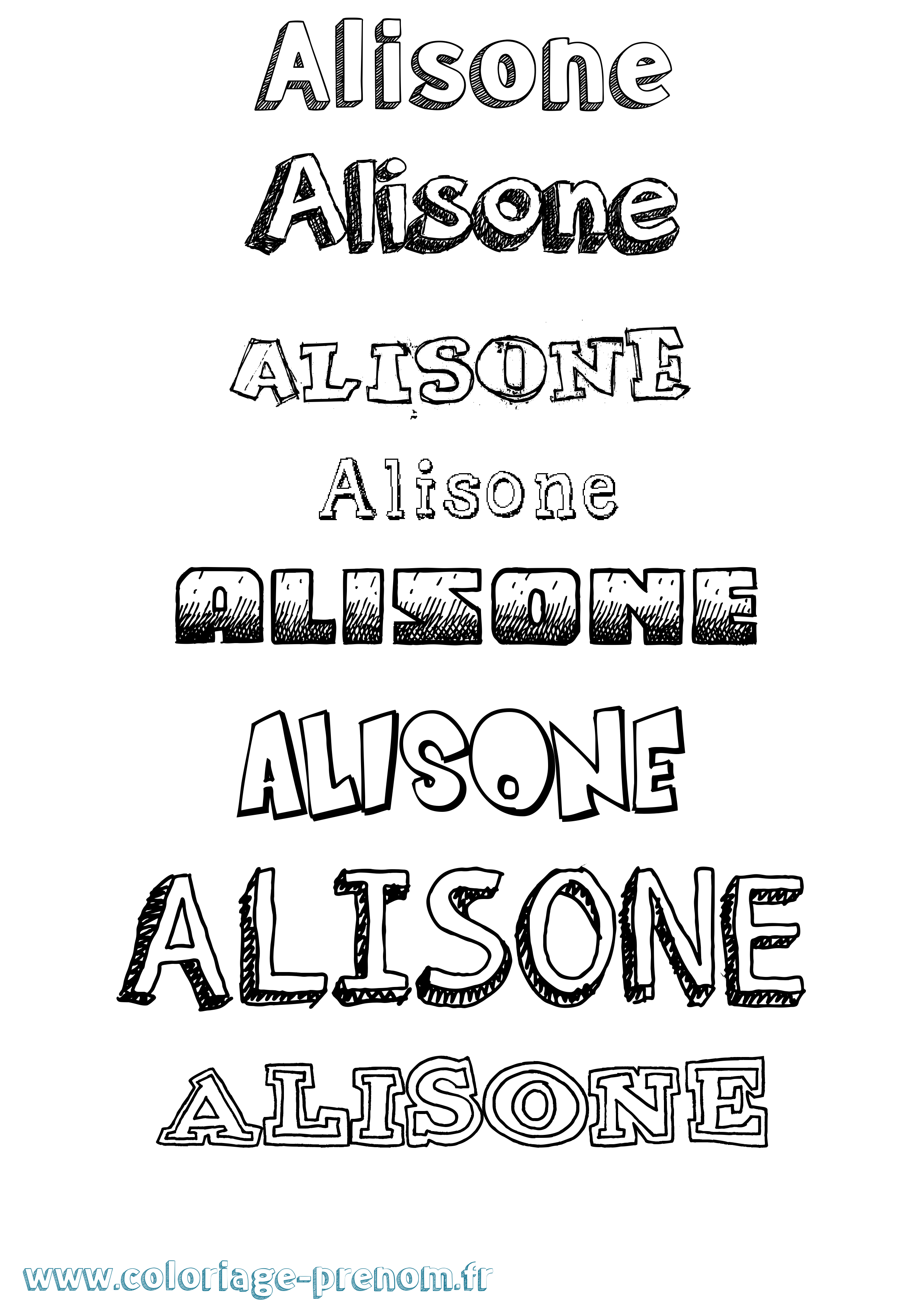 Coloriage prénom Alisone Dessiné