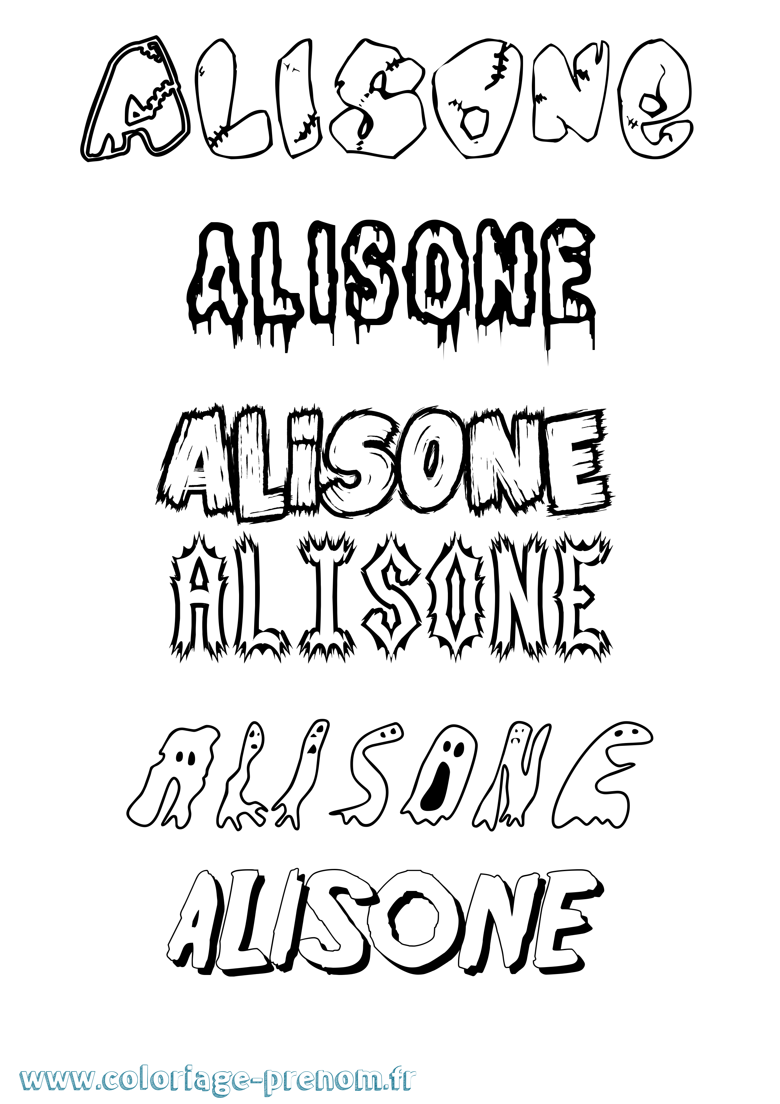 Coloriage prénom Alisone Frisson