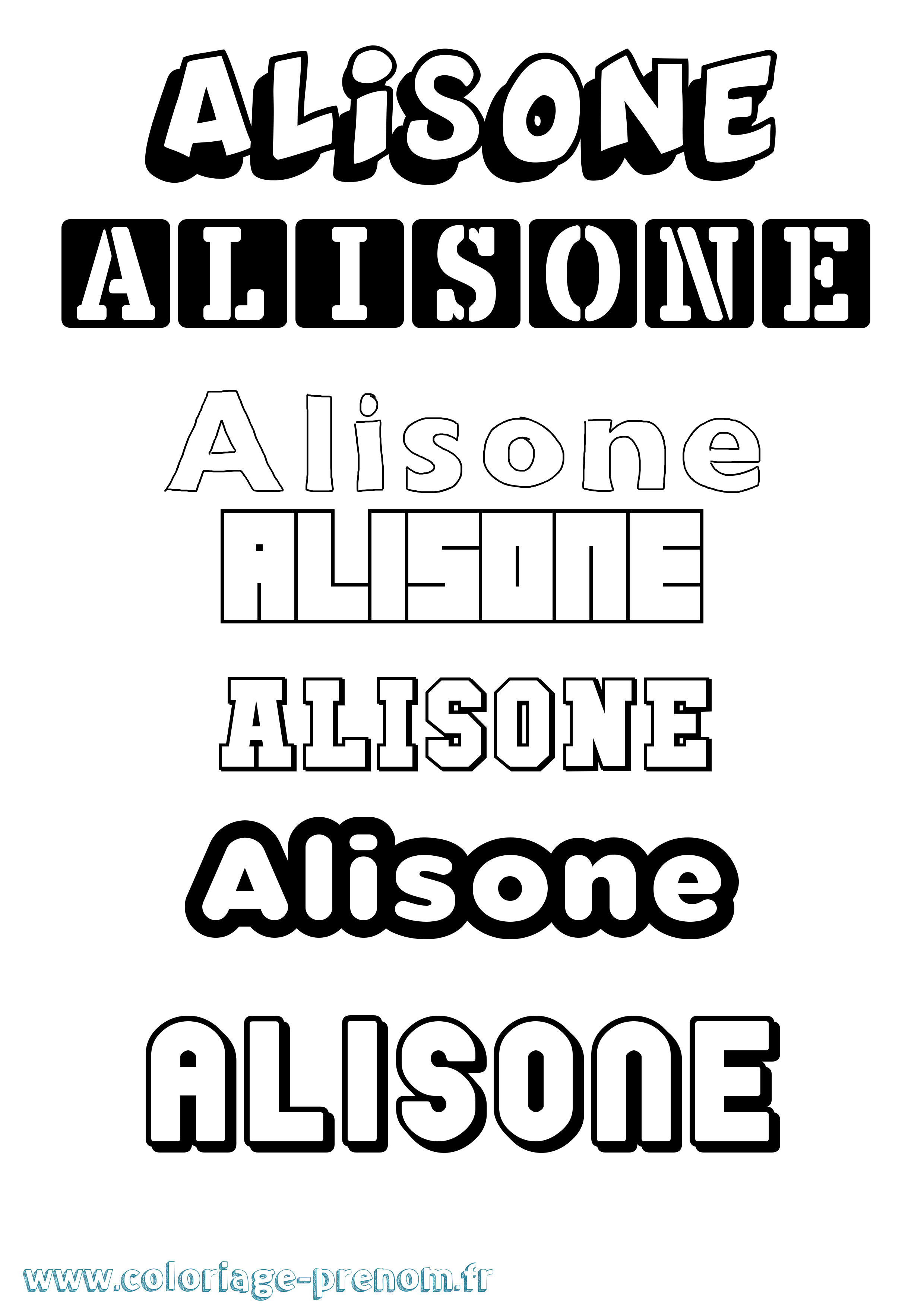 Coloriage prénom Alisone Simple