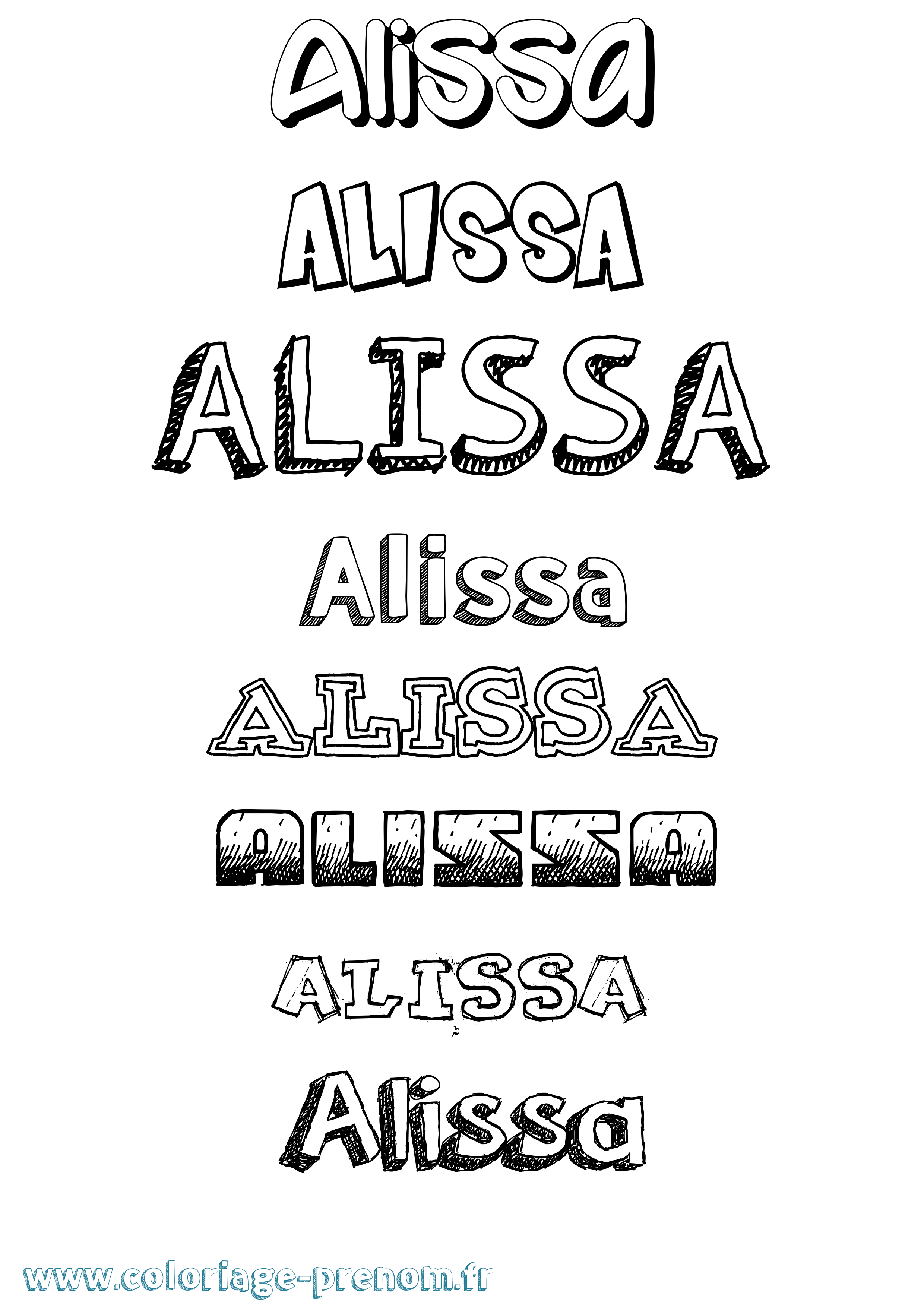 Coloriage Alissa Dessiné Coloriage prénom Alissa Dessiné