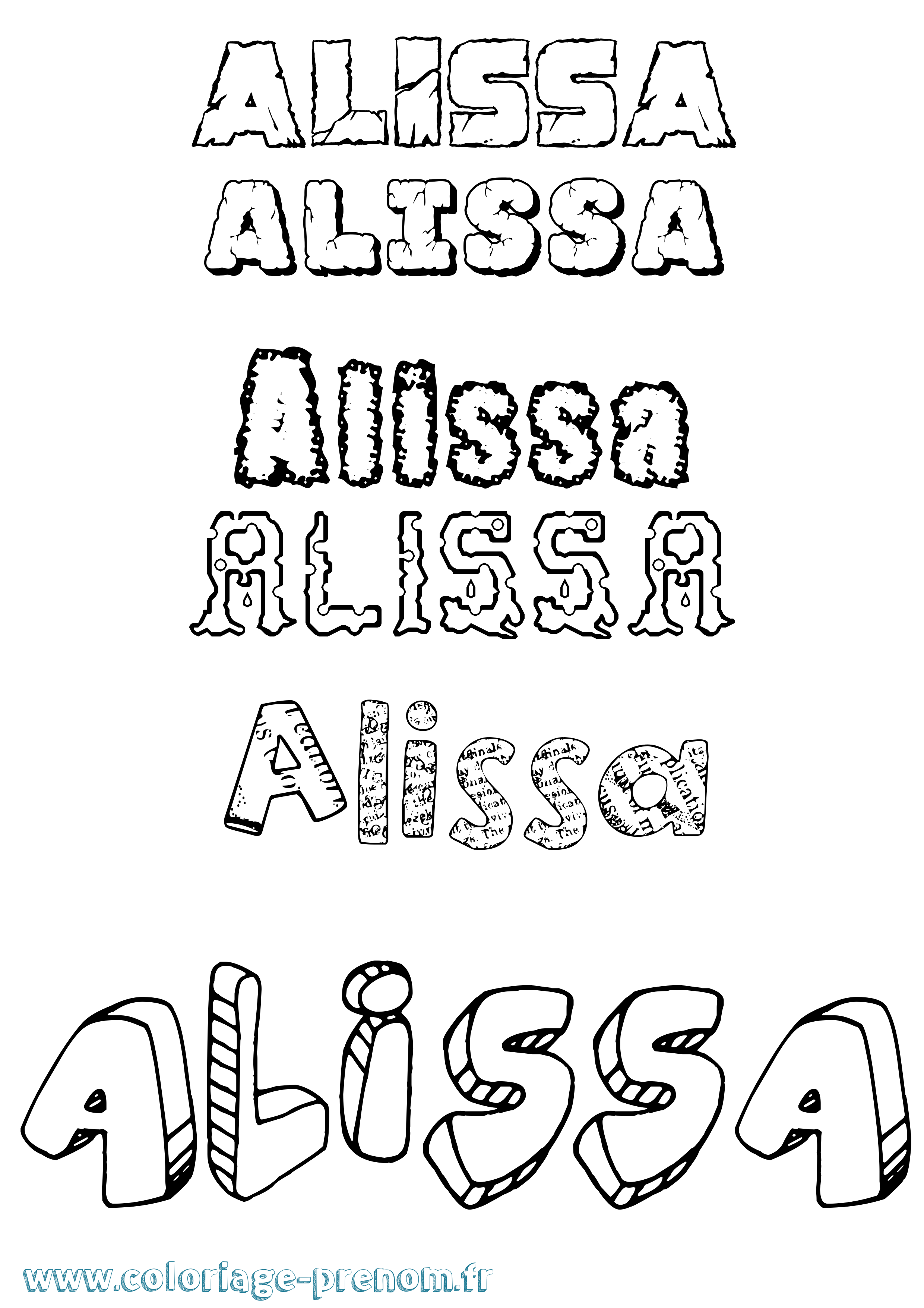 Coloriage Alissa Destructuré Coloriage prénom Alissa Destructuré