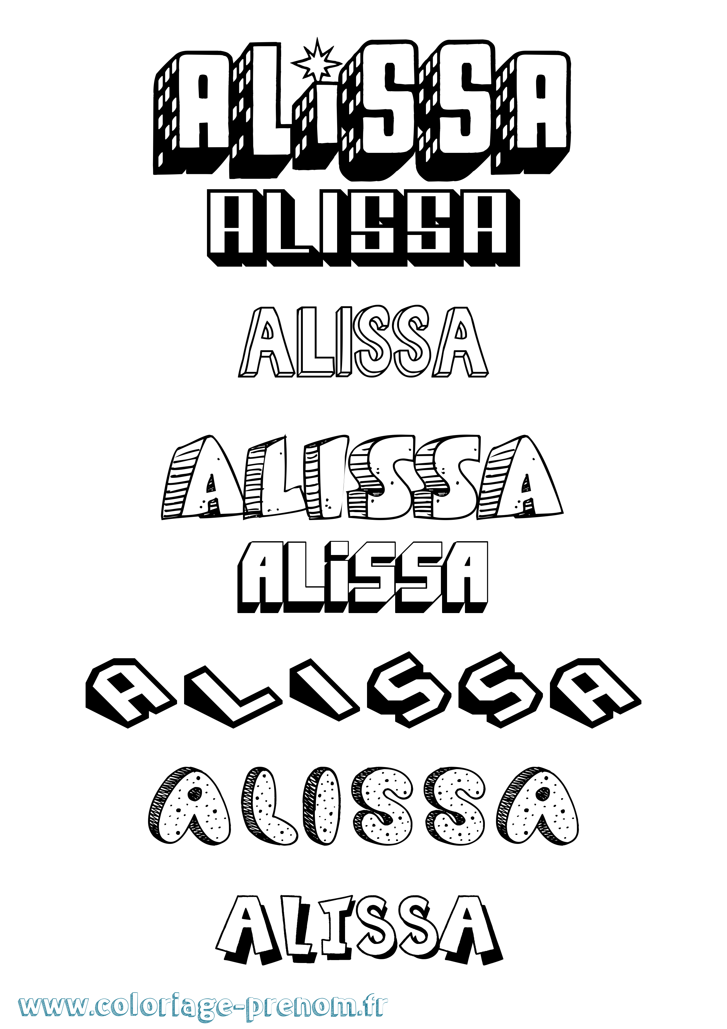Coloriage Alissa Effet 3D Coloriage prénom Alissa Effet 3D