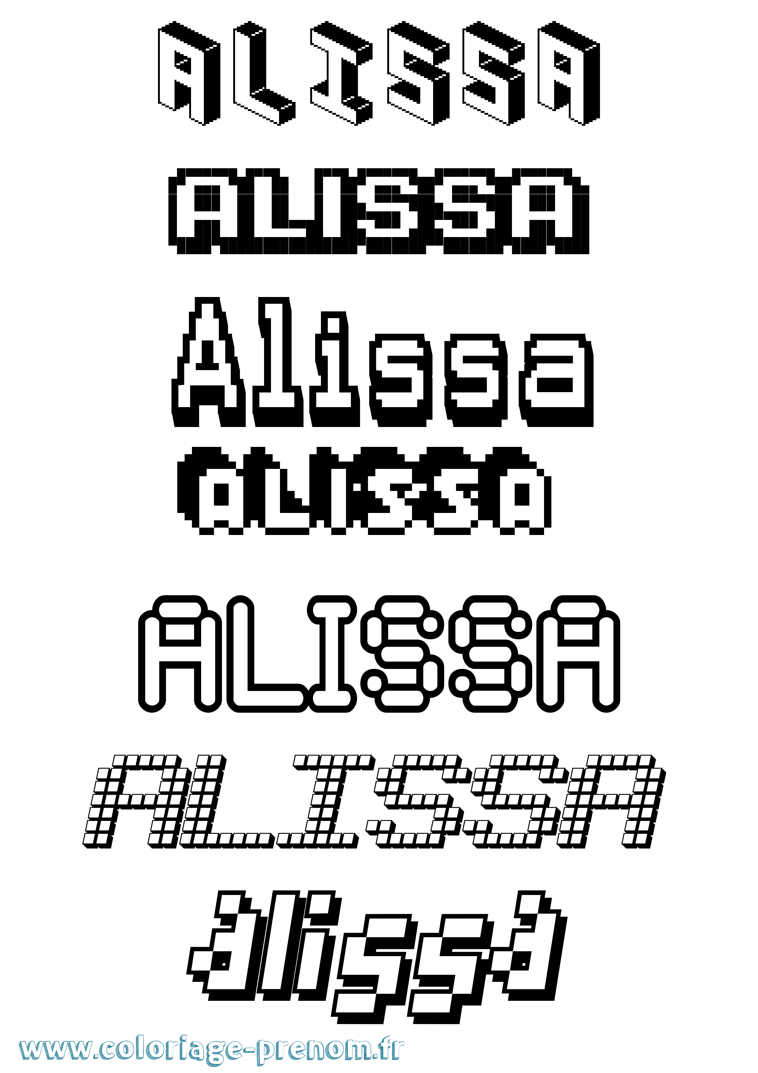 Coloriage prénom Alissa Pixel