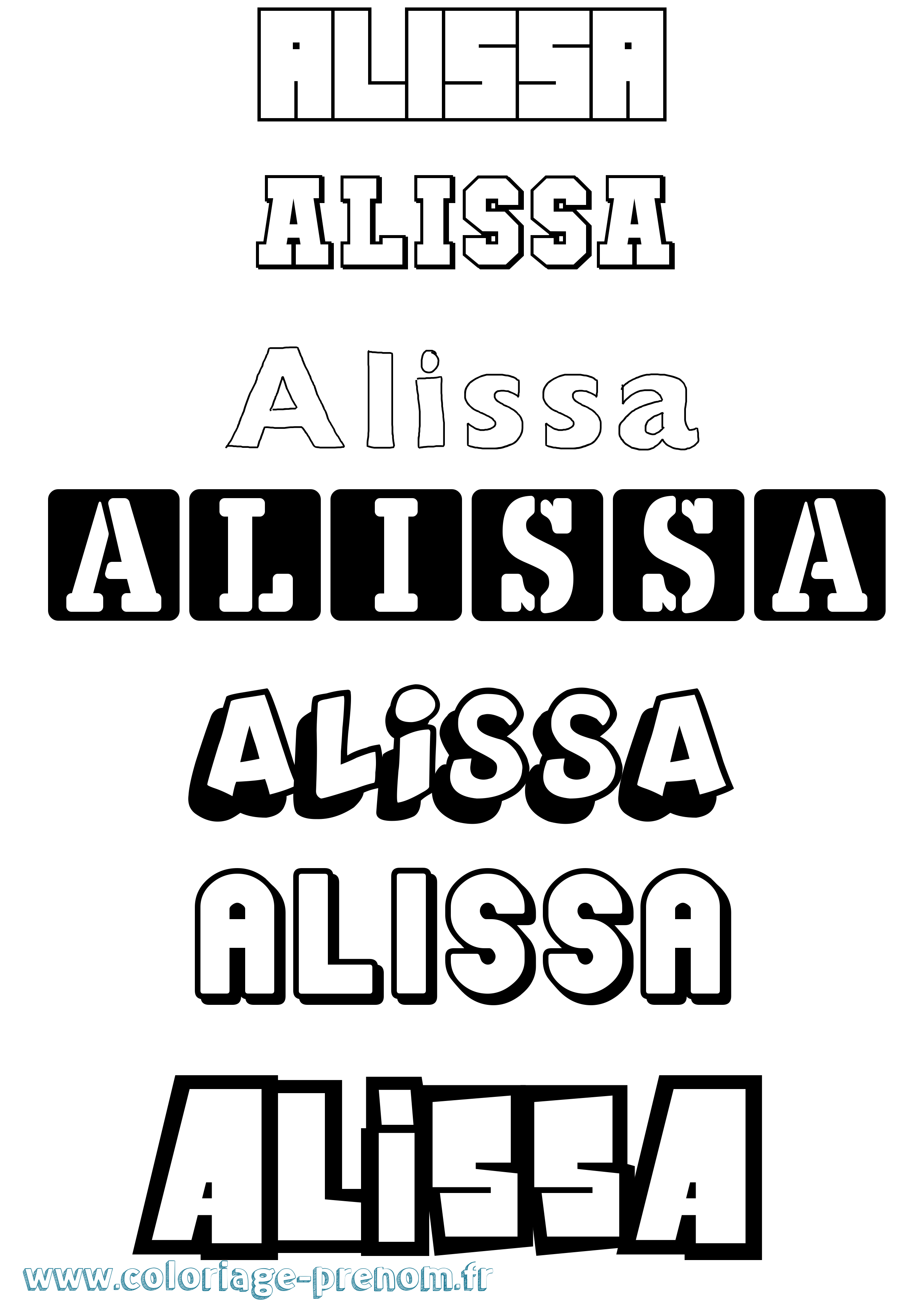 Coloriage prénom Alissa Simple