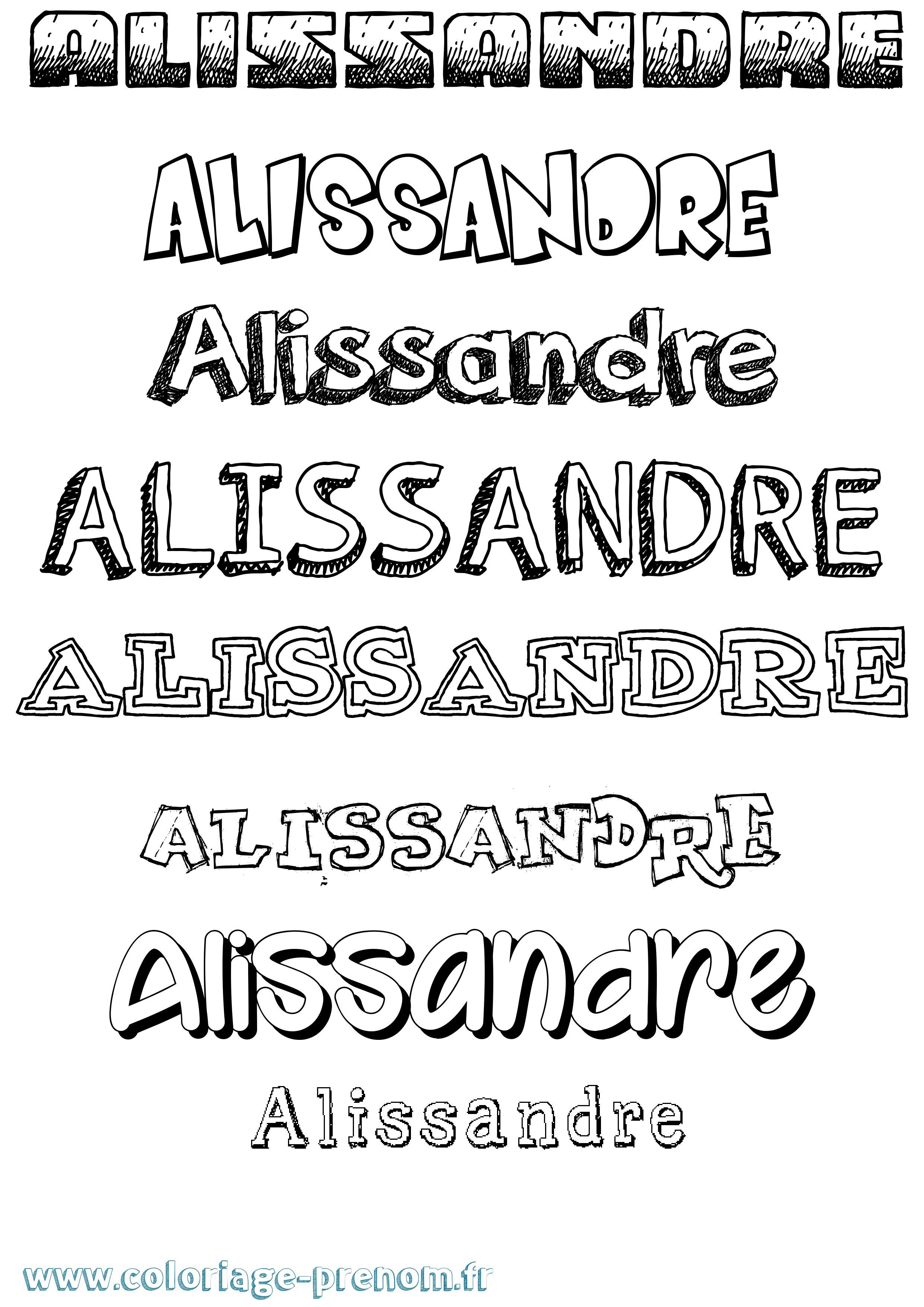 Coloriage prénom Alissandre Dessiné