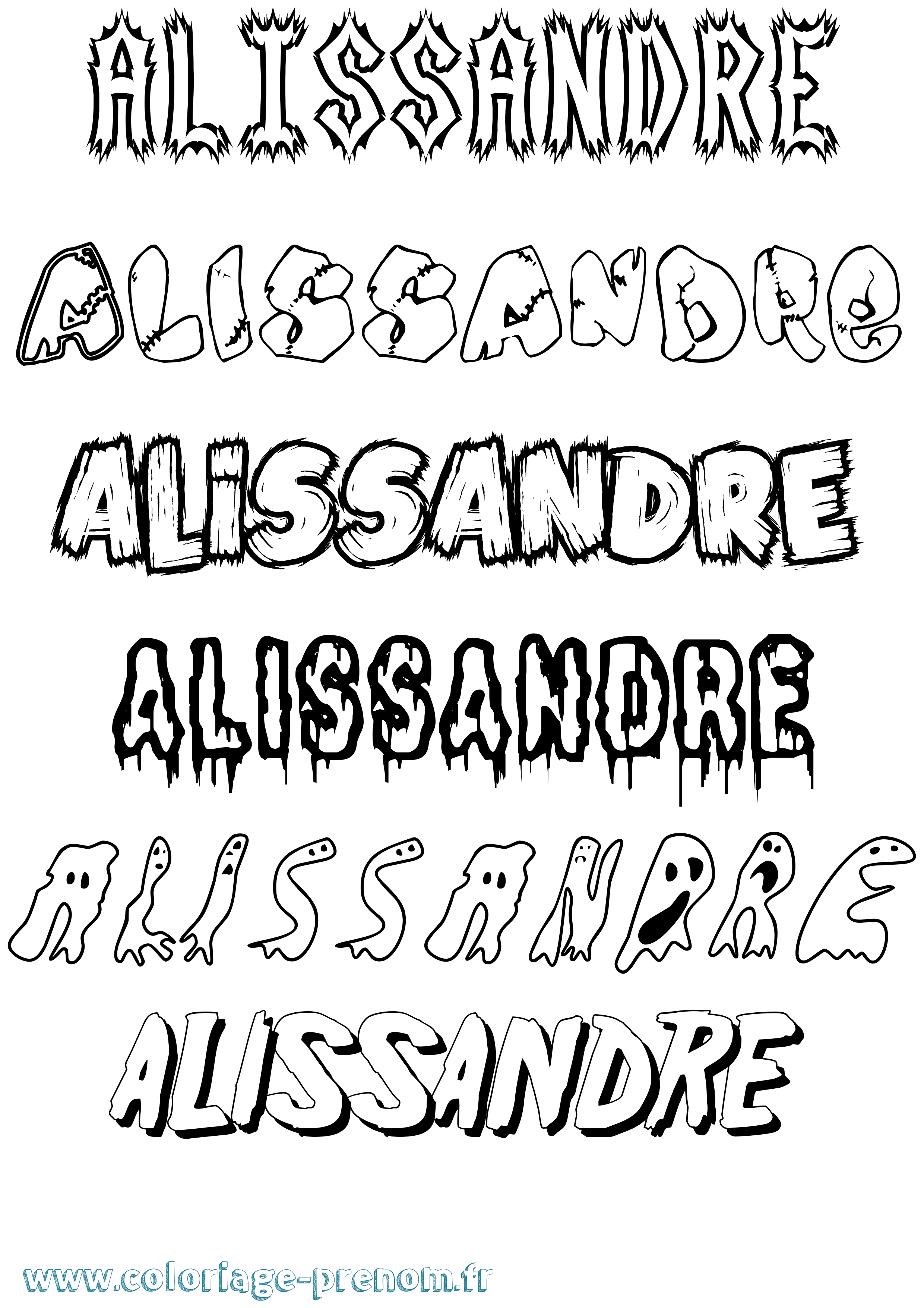Coloriage prénom Alissandre Frisson