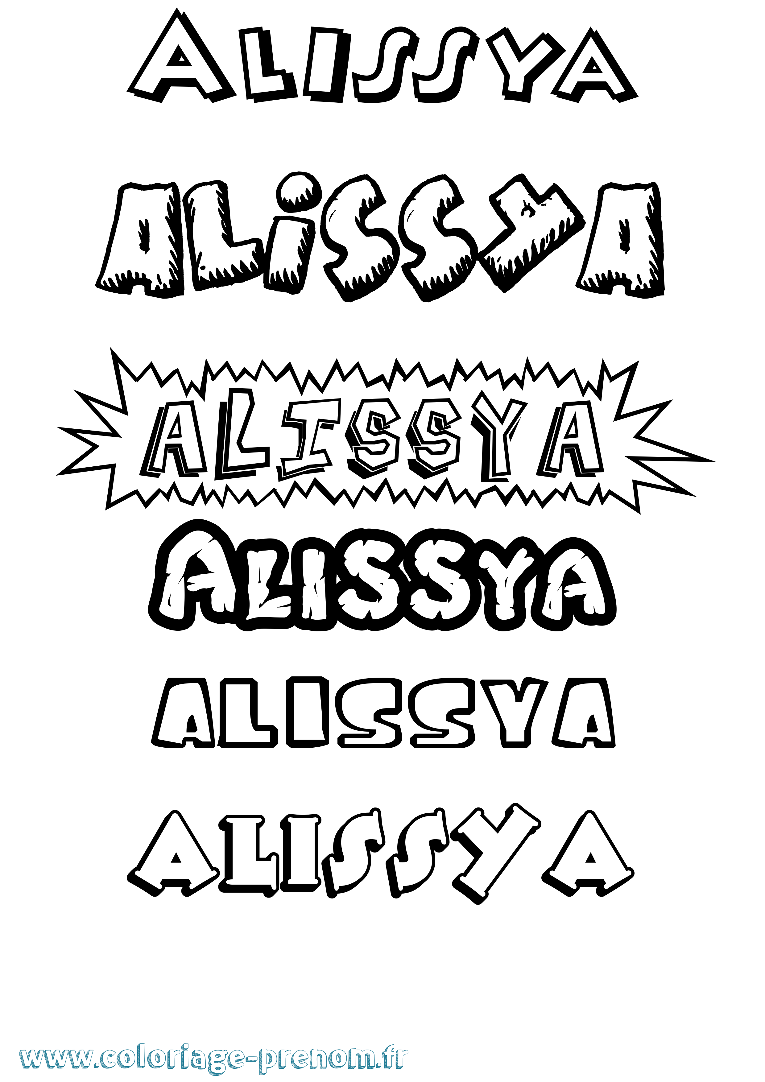 Coloriage prénom Alissya Dessin Animé