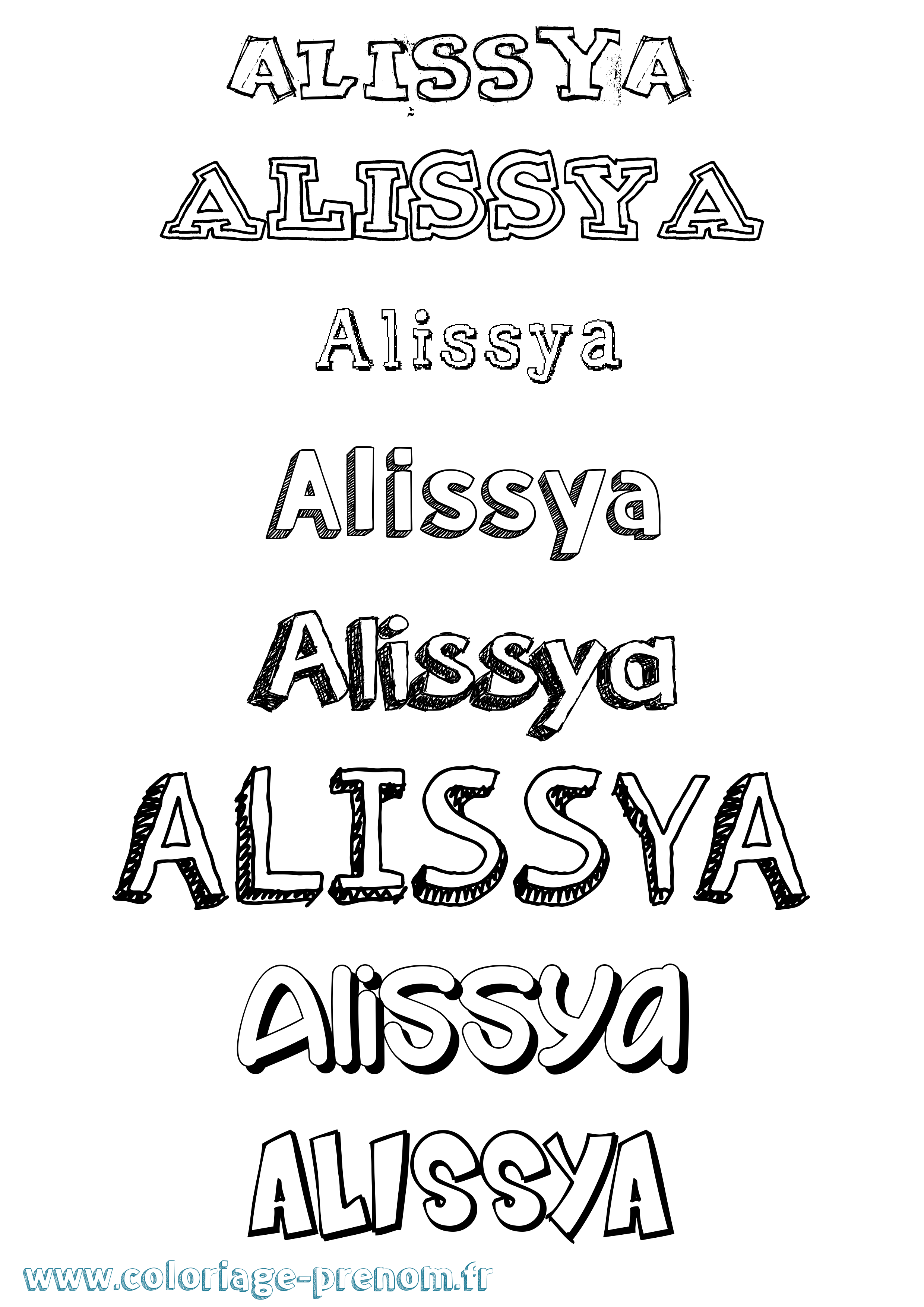 Coloriage prénom Alissya Dessiné