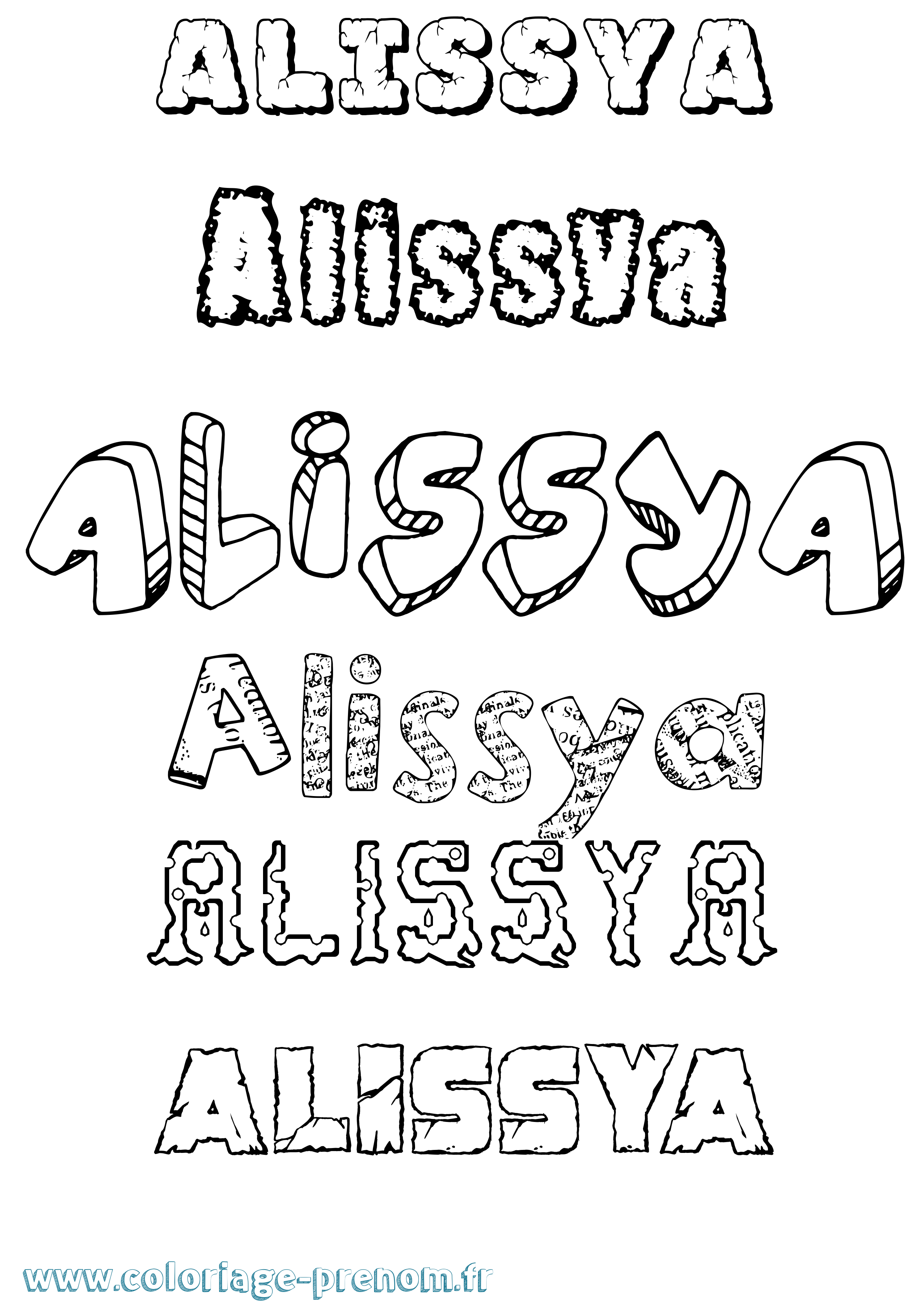 Coloriage prénom Alissya Destructuré