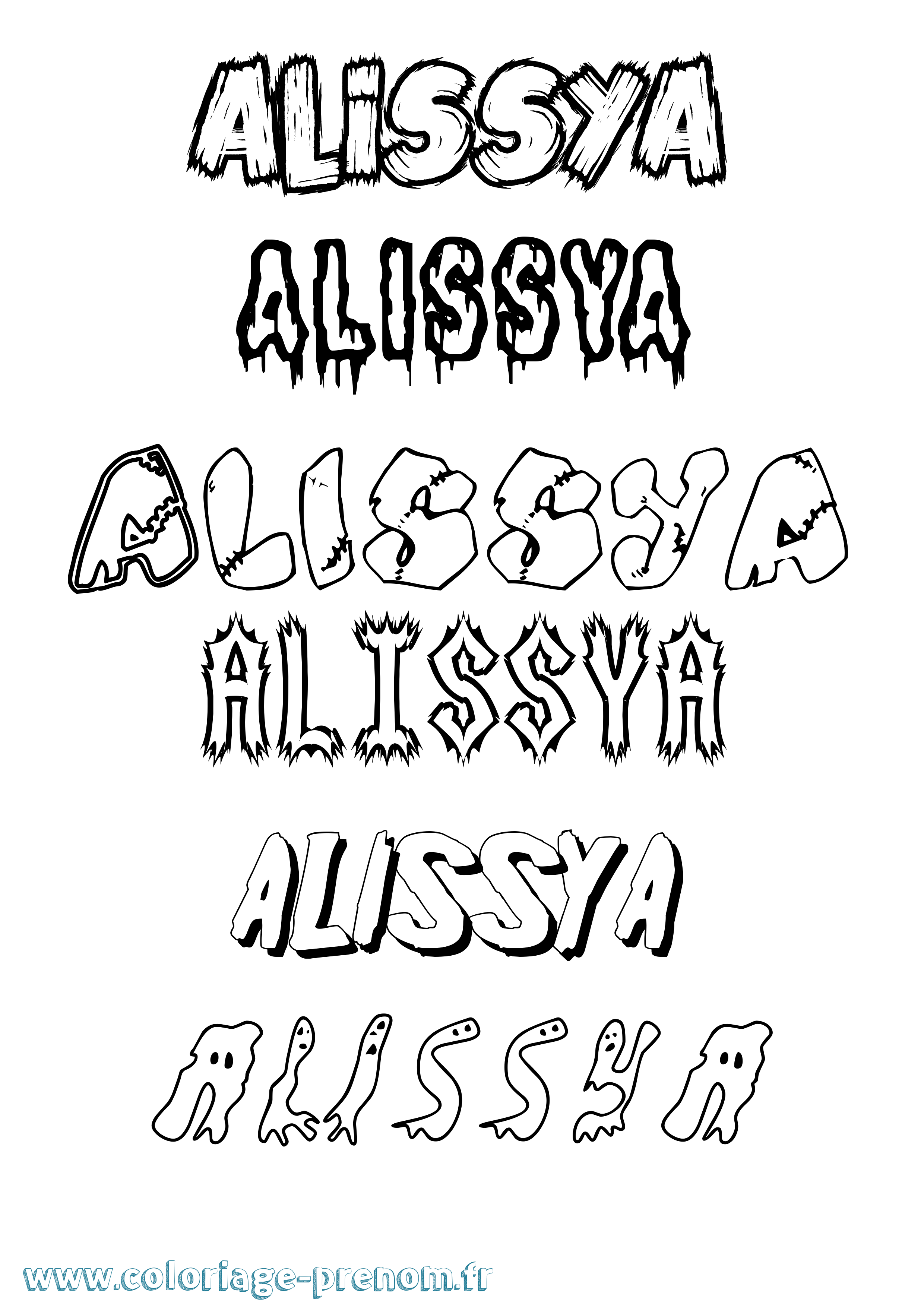 Coloriage prénom Alissya Frisson