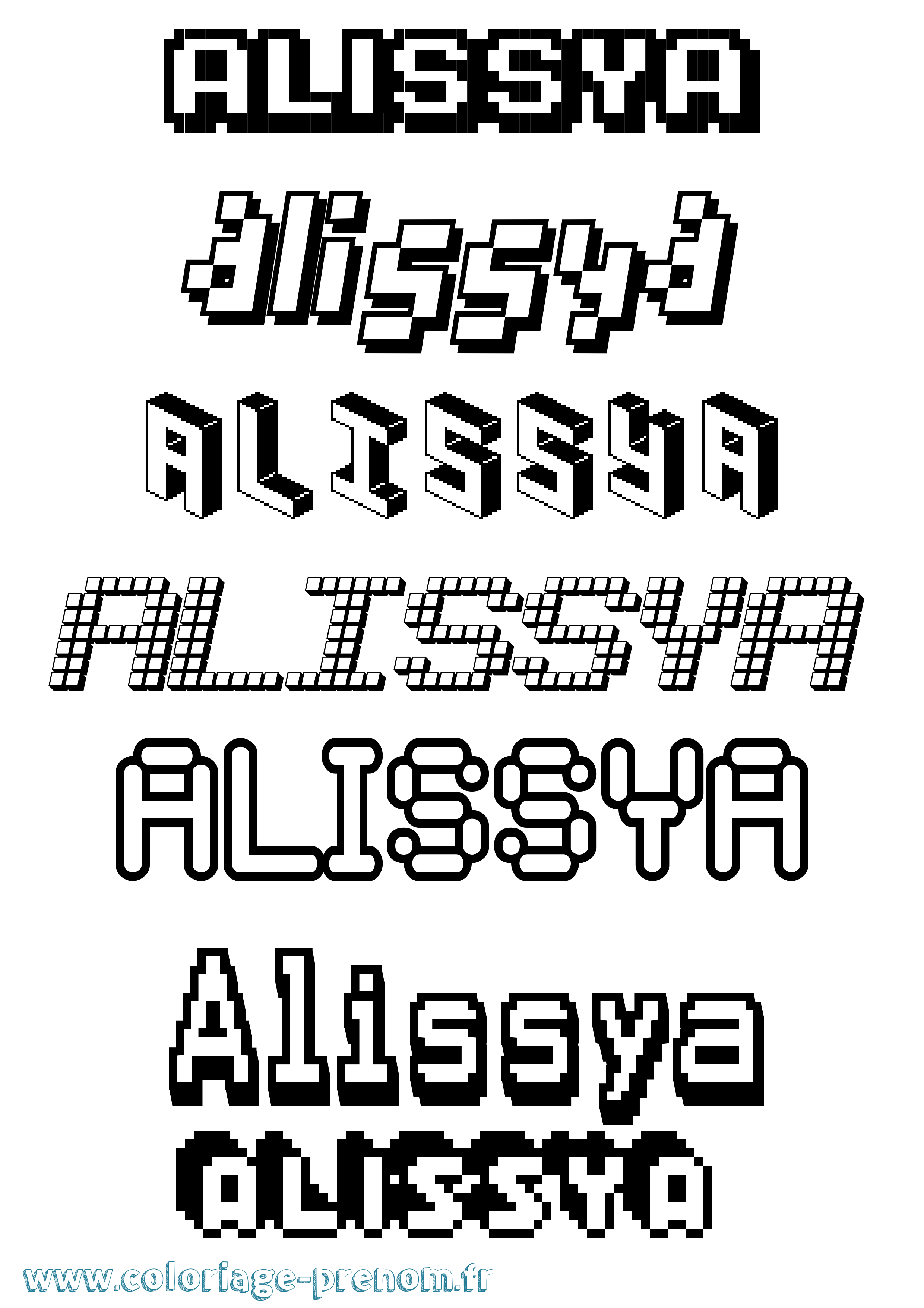 Coloriage prénom Alissya Pixel