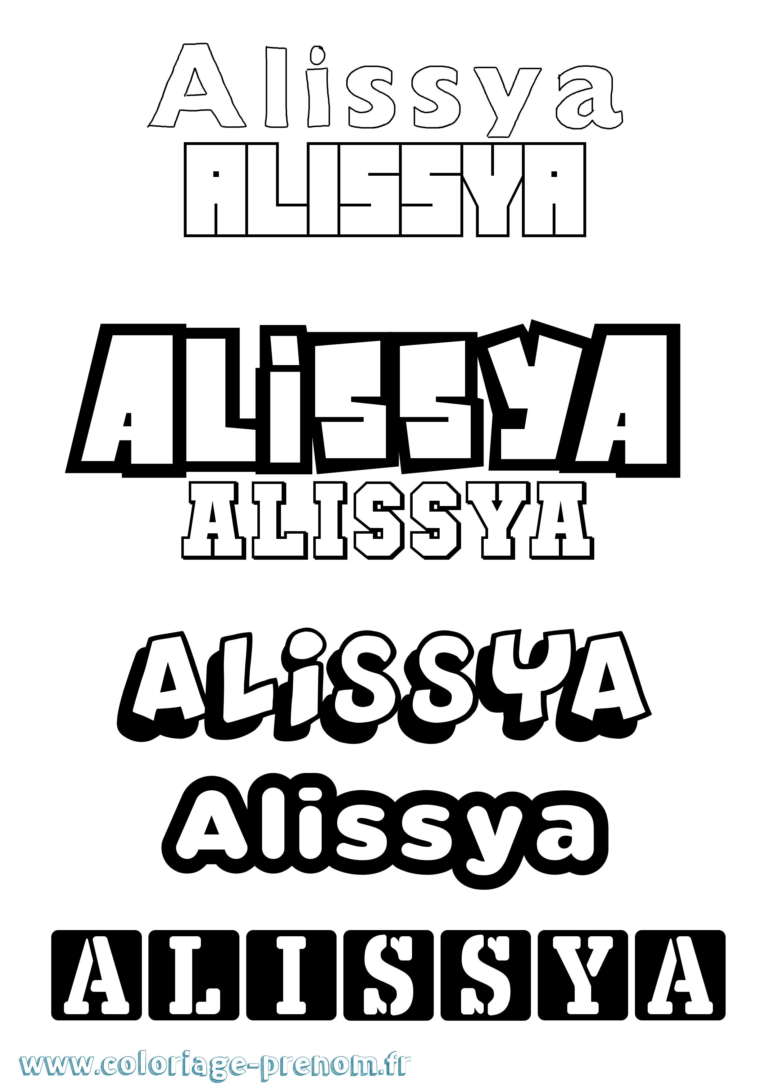 Coloriage prénom Alissya Simple