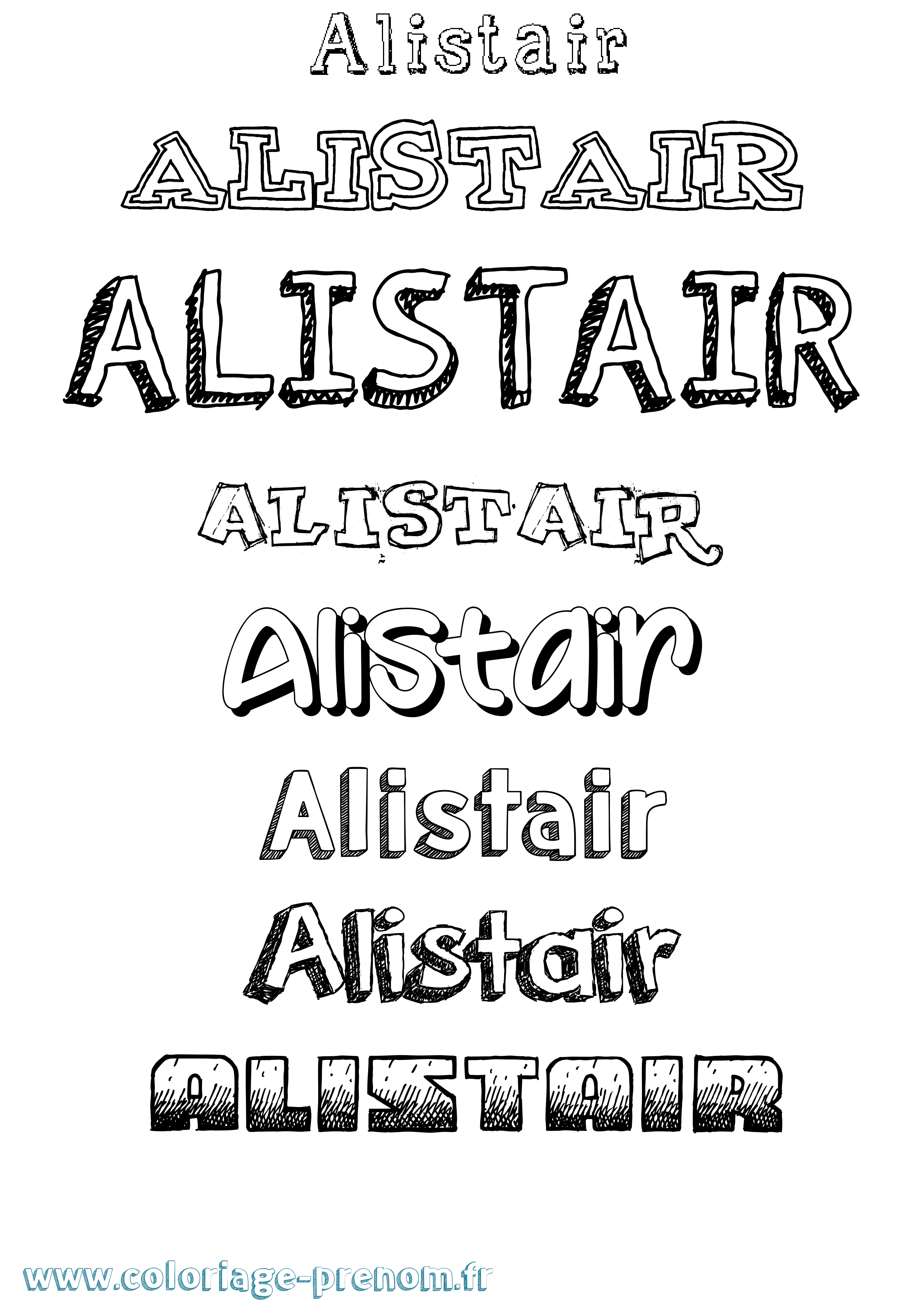 Coloriage prénom Alistair Dessiné