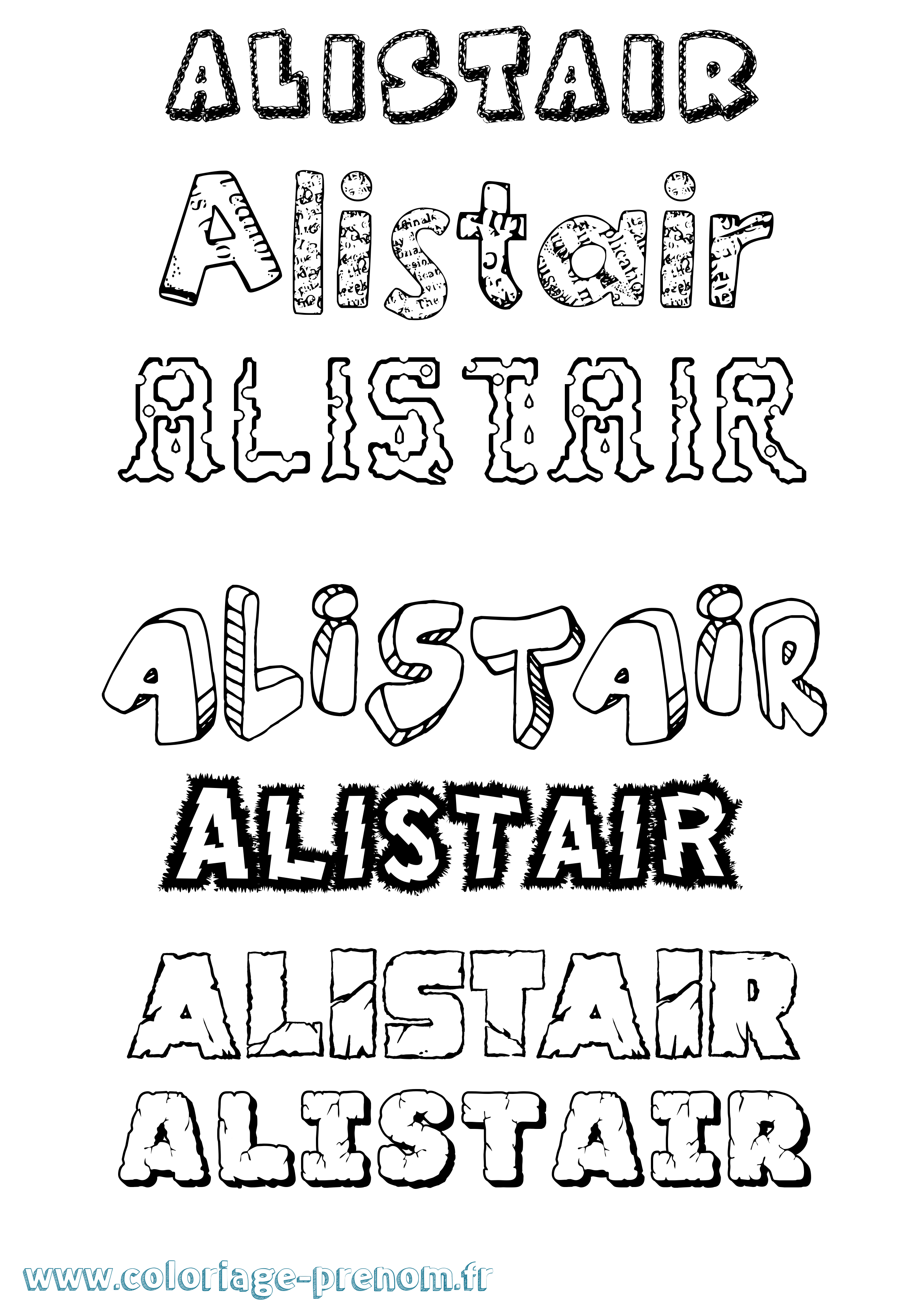 Coloriage prénom Alistair Destructuré