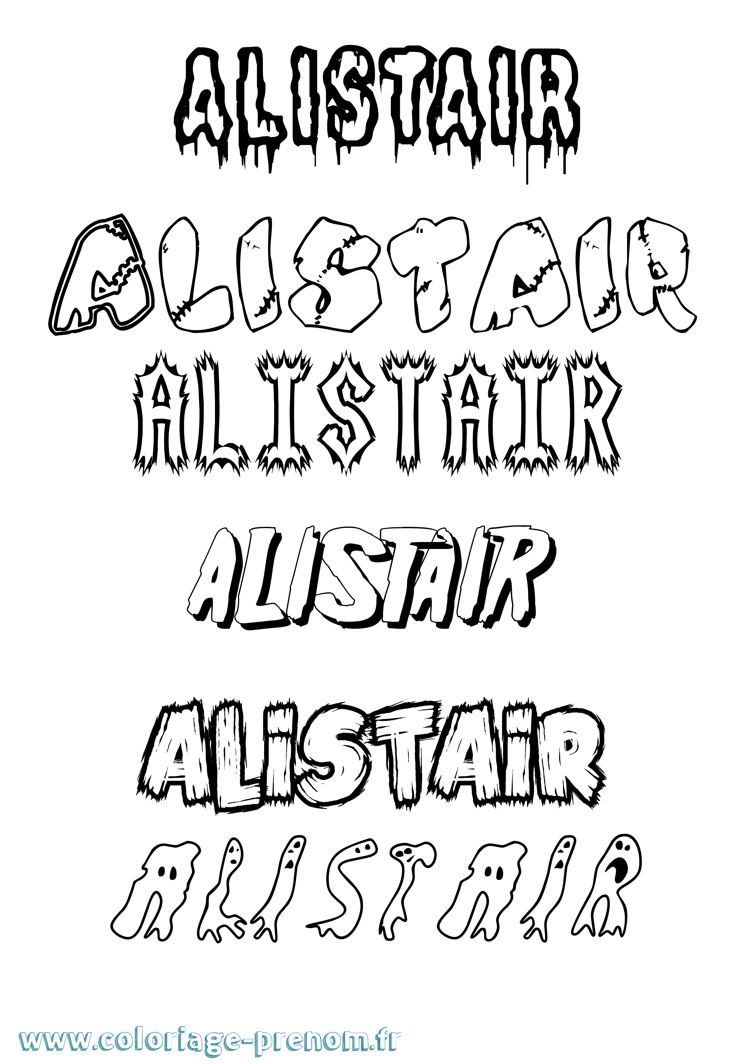 Coloriage prénom Alistair Frisson