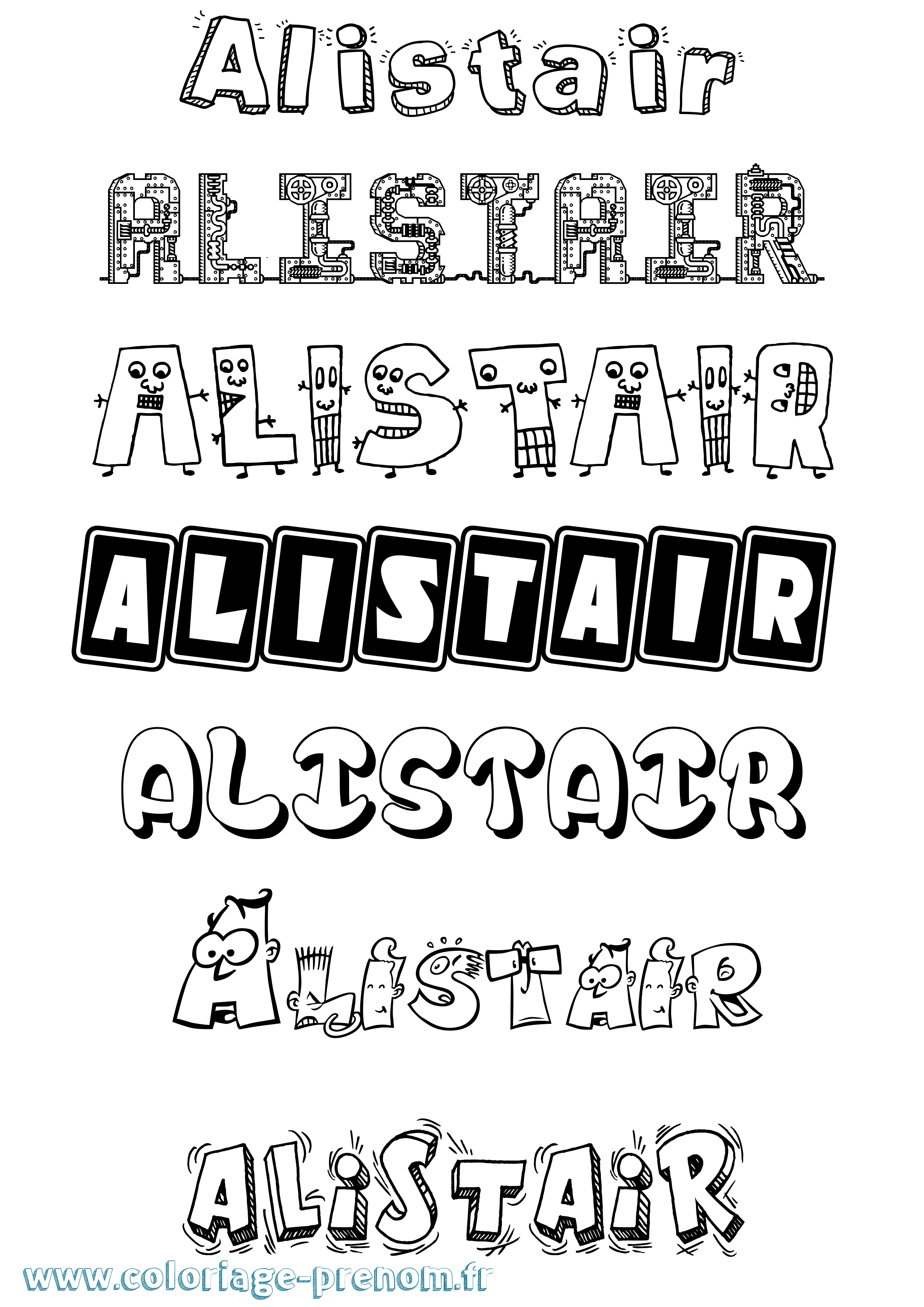 Coloriage prénom Alistair Fun
