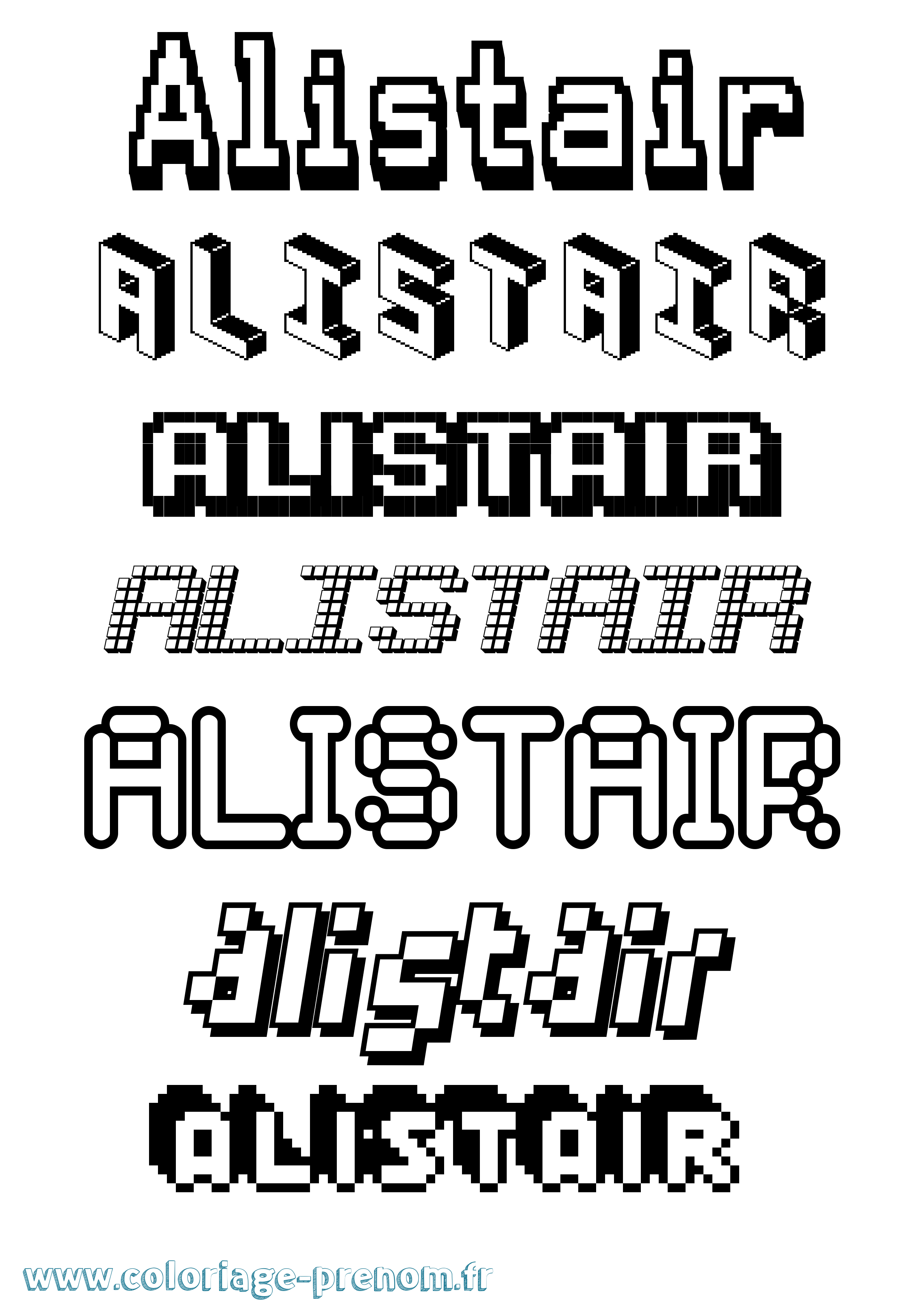 Coloriage prénom Alistair Pixel