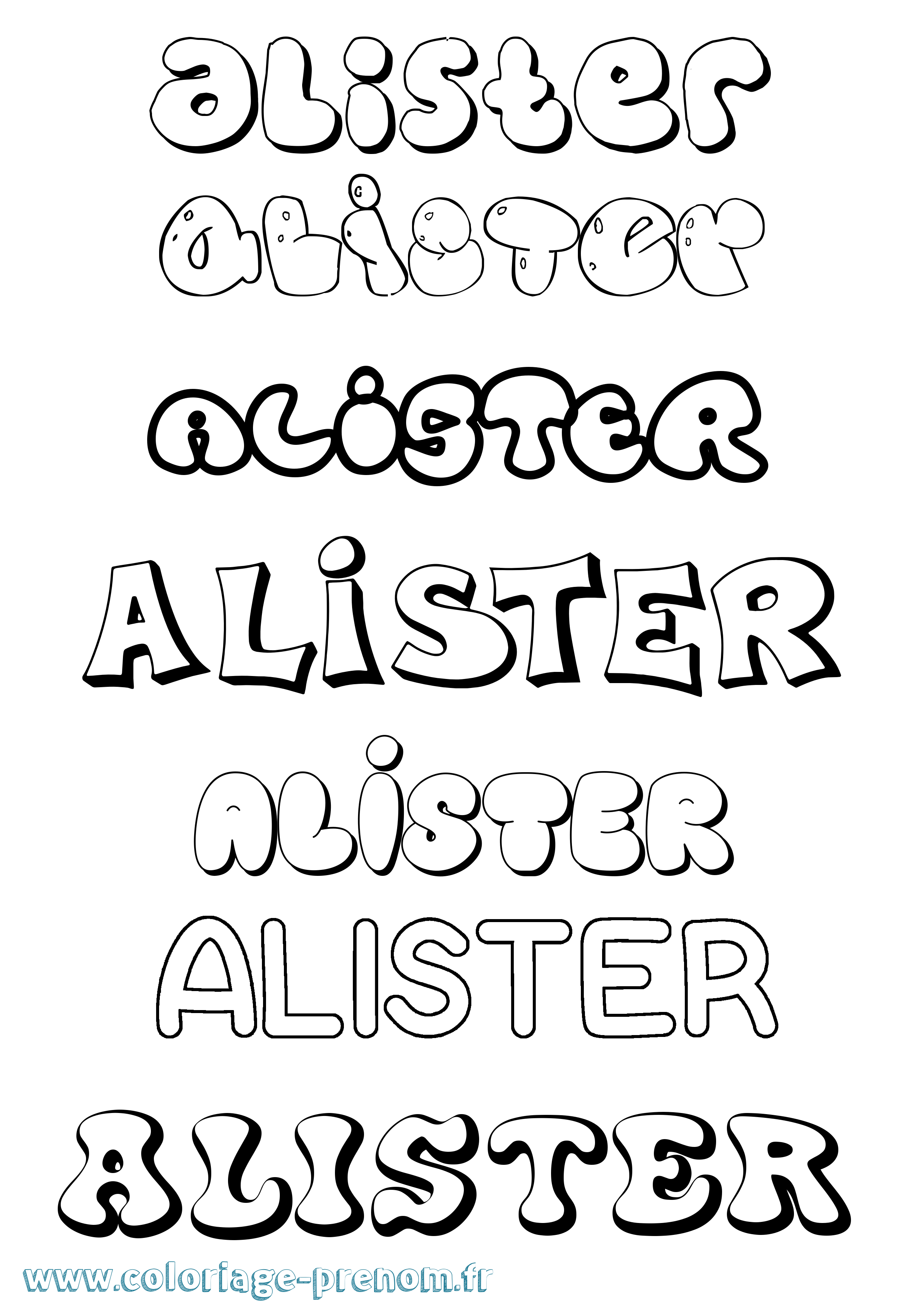 Coloriage prénom Alister Bubble