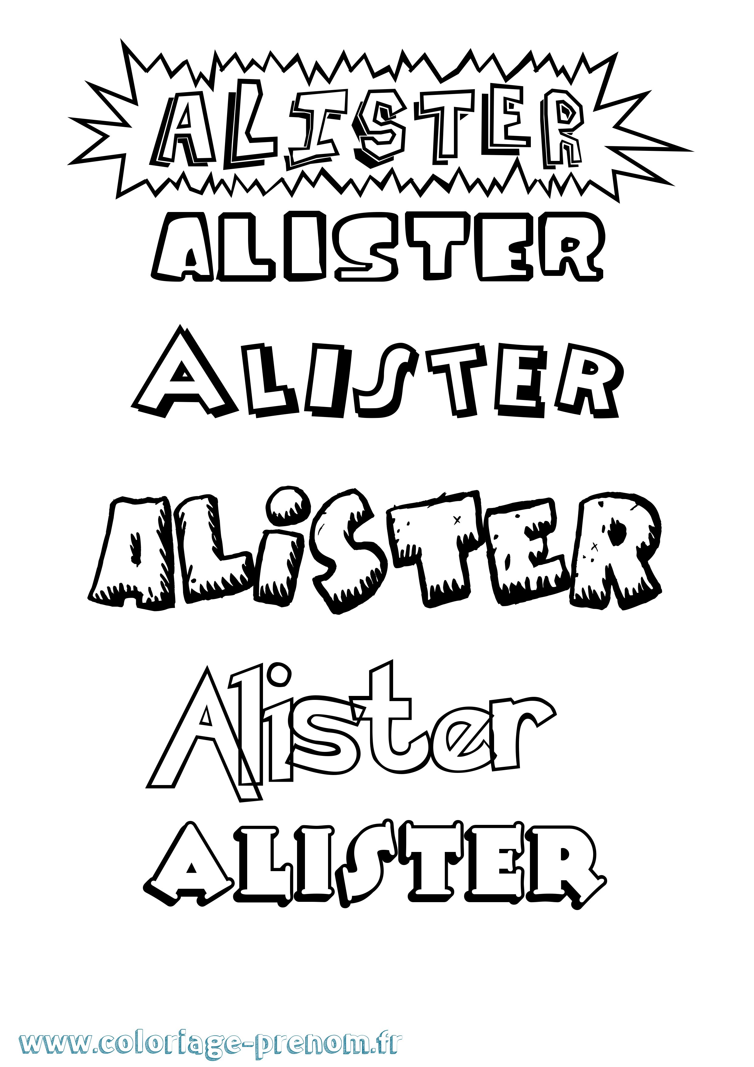 Coloriage prénom Alister Dessin Animé