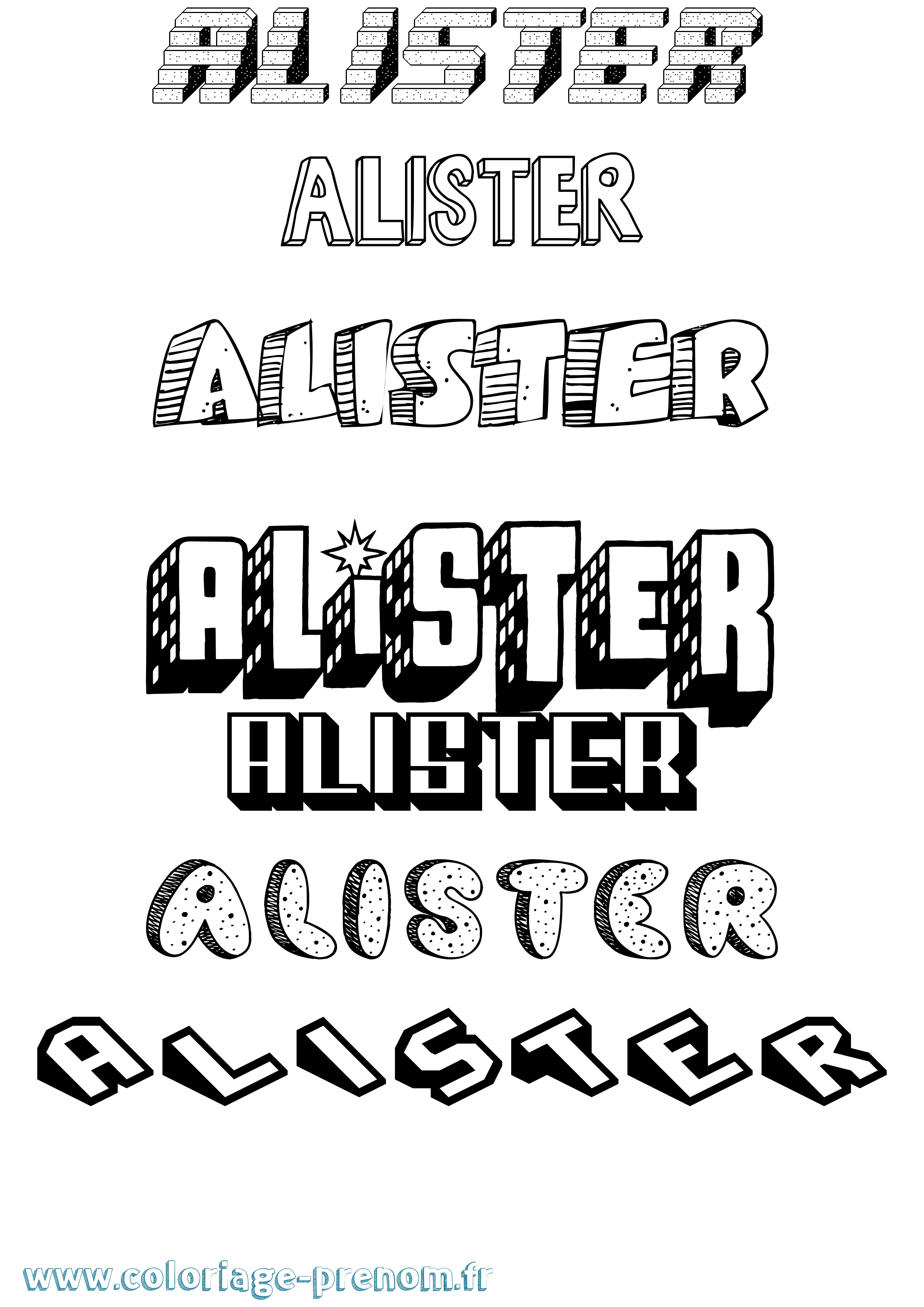 Coloriage prénom Alister Effet 3D