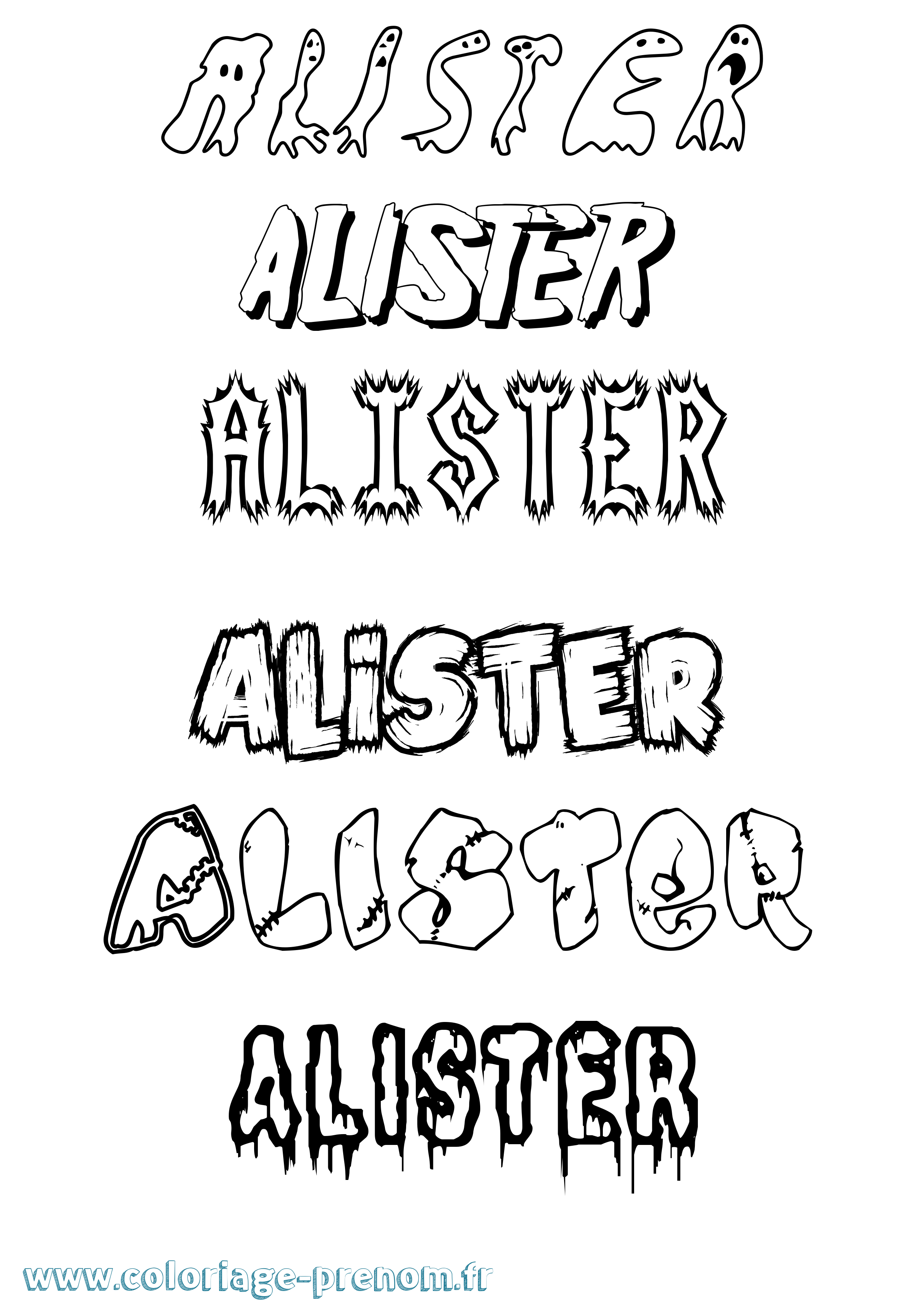 Coloriage prénom Alister Frisson