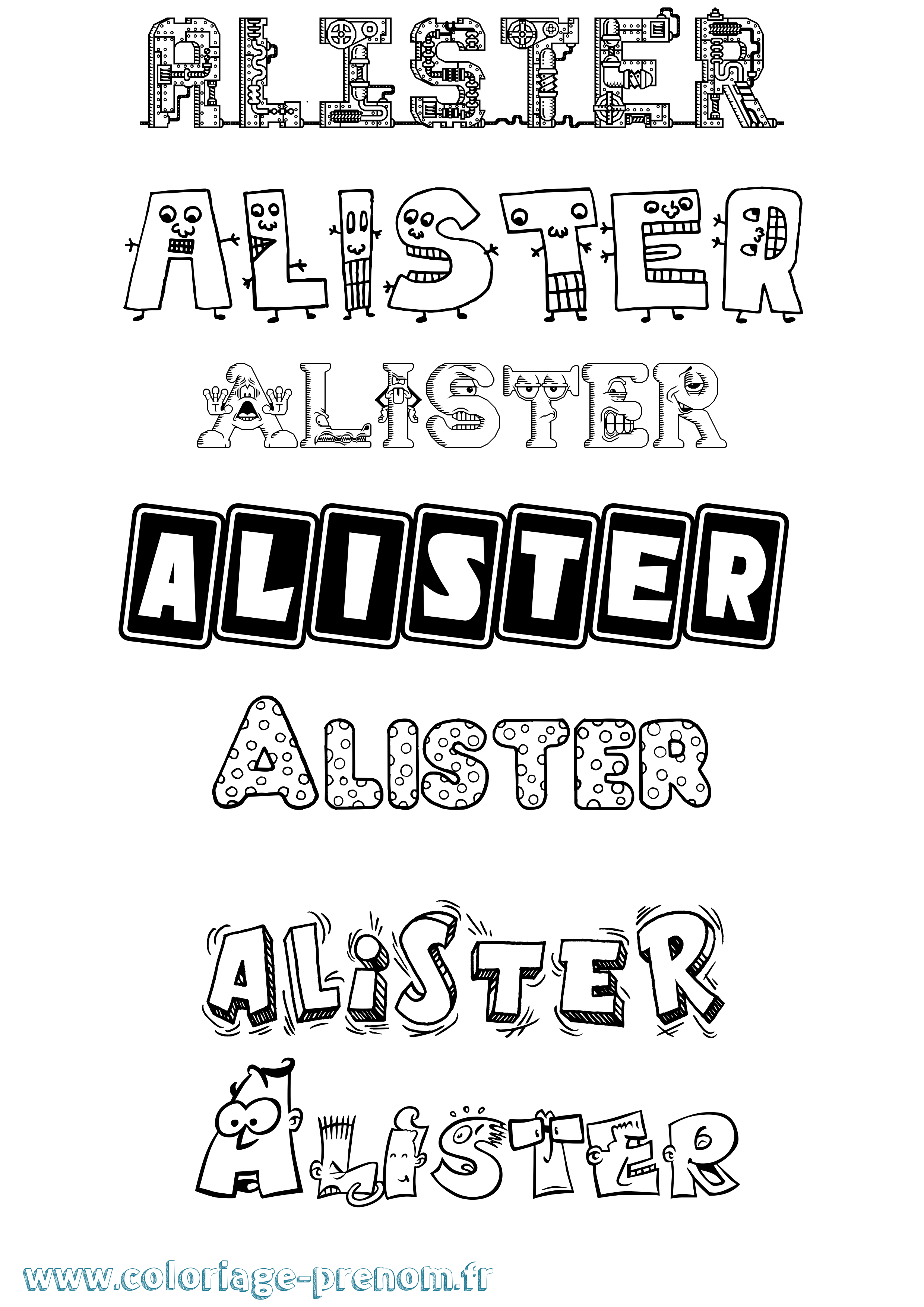Coloriage prénom Alister Fun