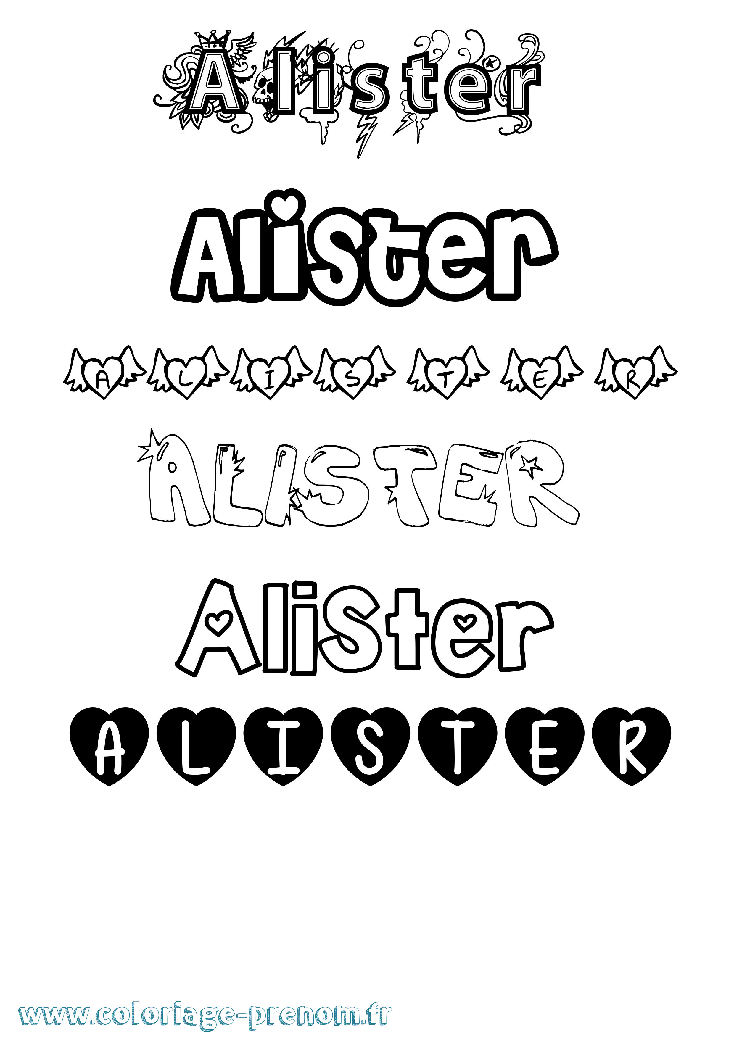 Coloriage prénom Alister Girly