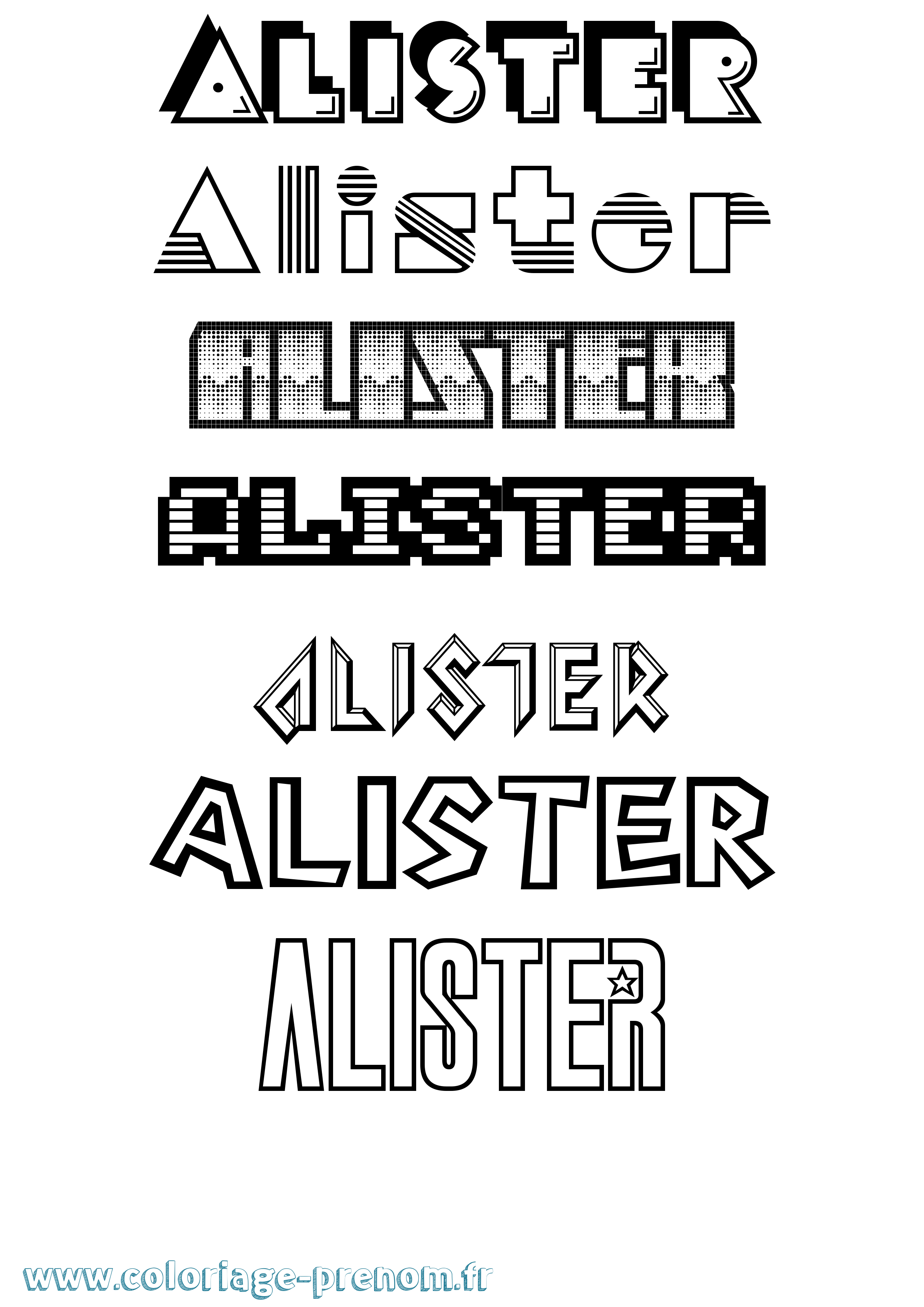 Coloriage prénom Alister Jeux Vidéos