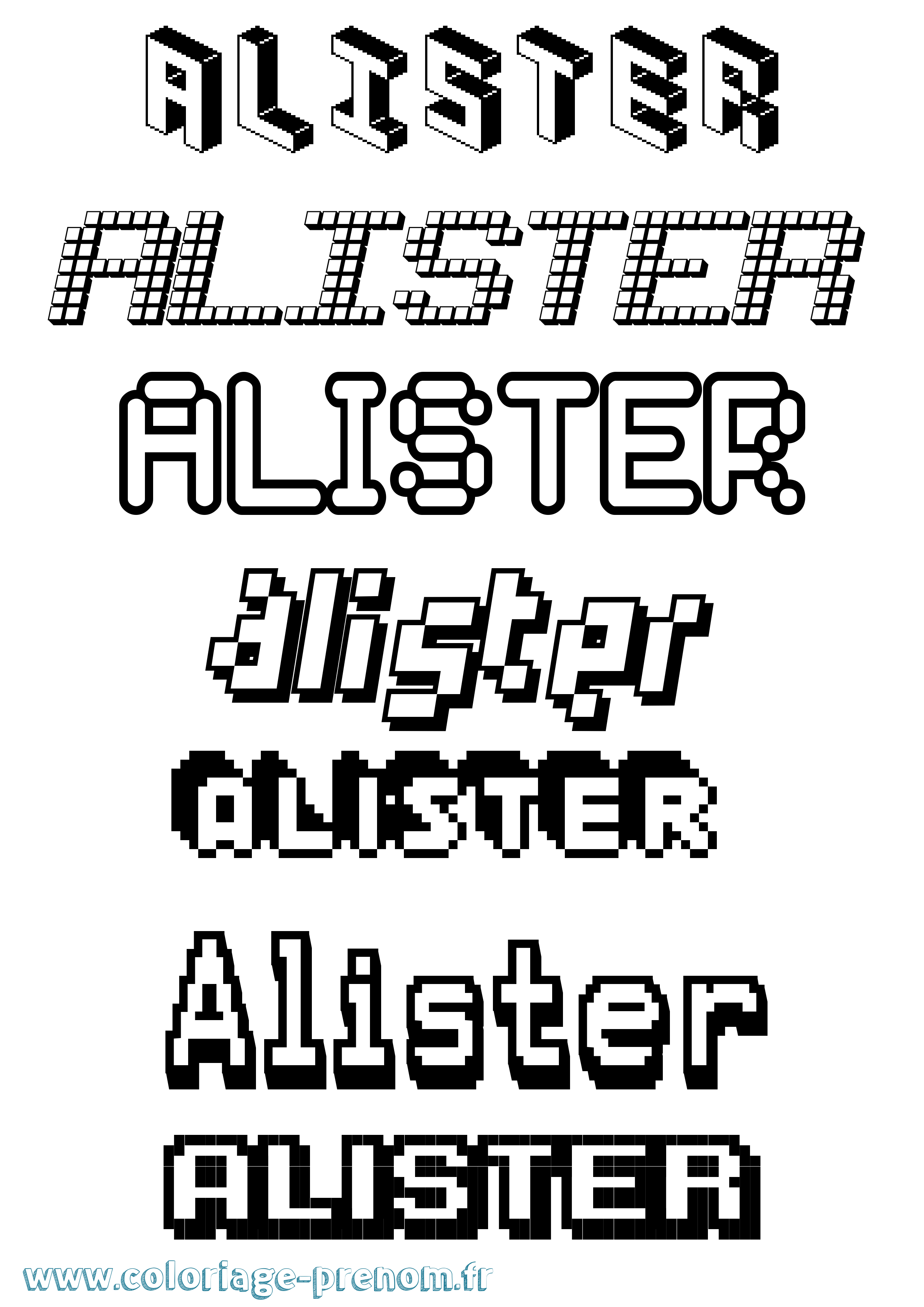Coloriage prénom Alister Pixel