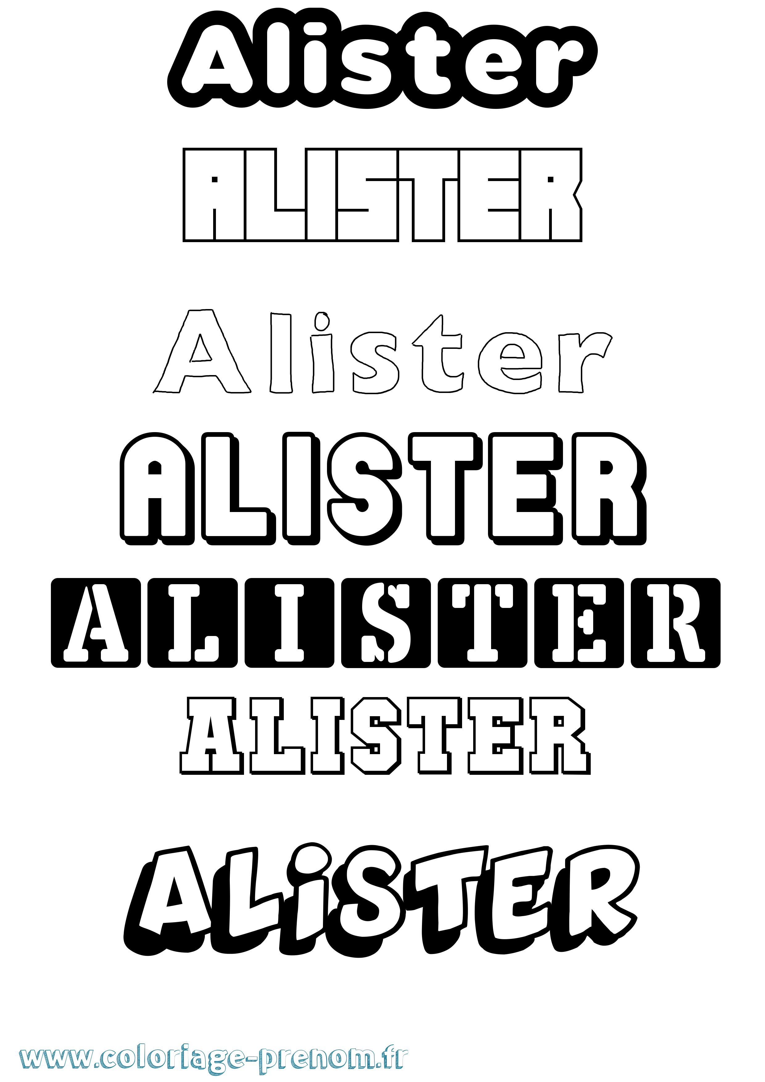 Coloriage prénom Alister Simple
