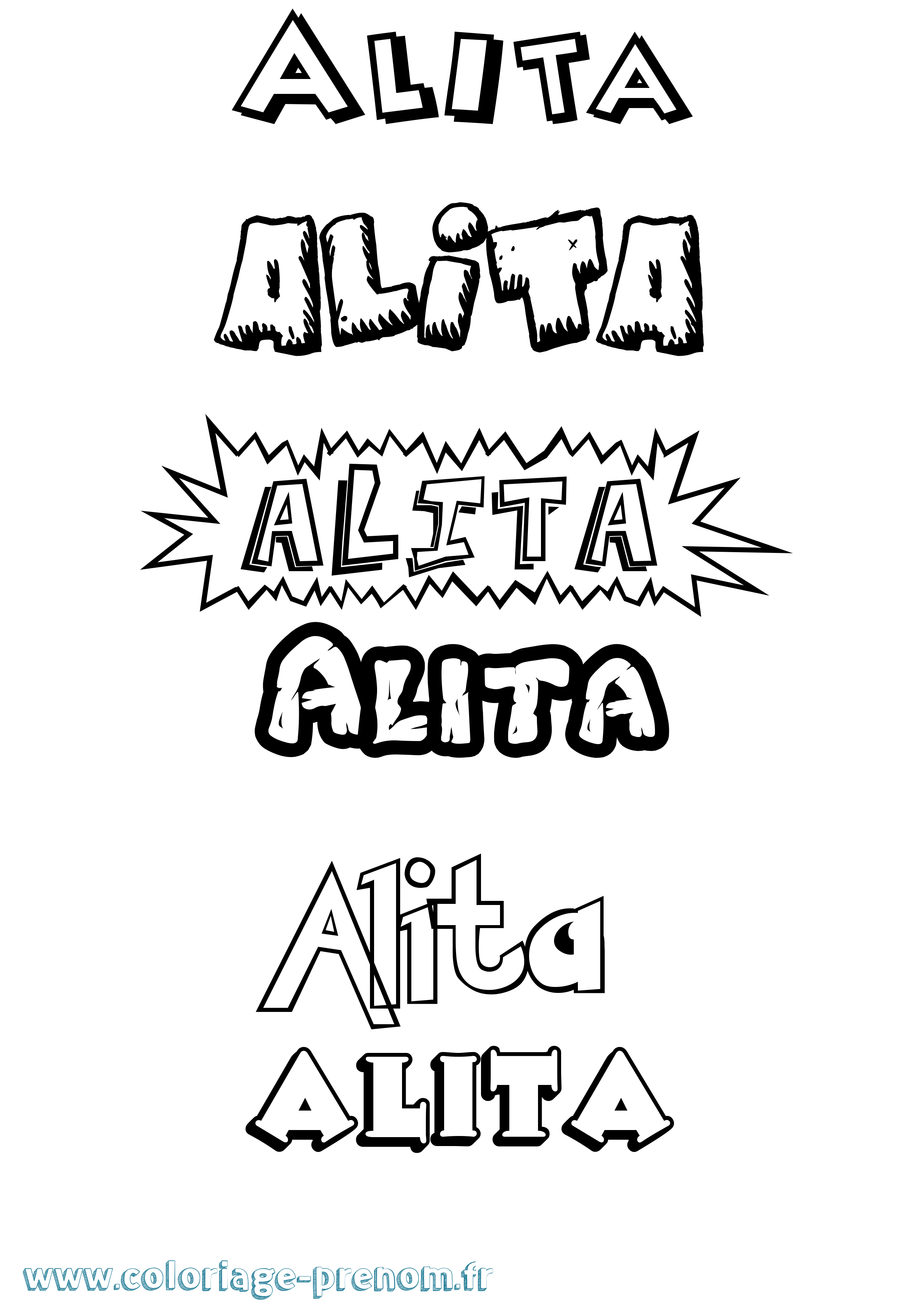 Coloriage prénom Alita Dessin Animé