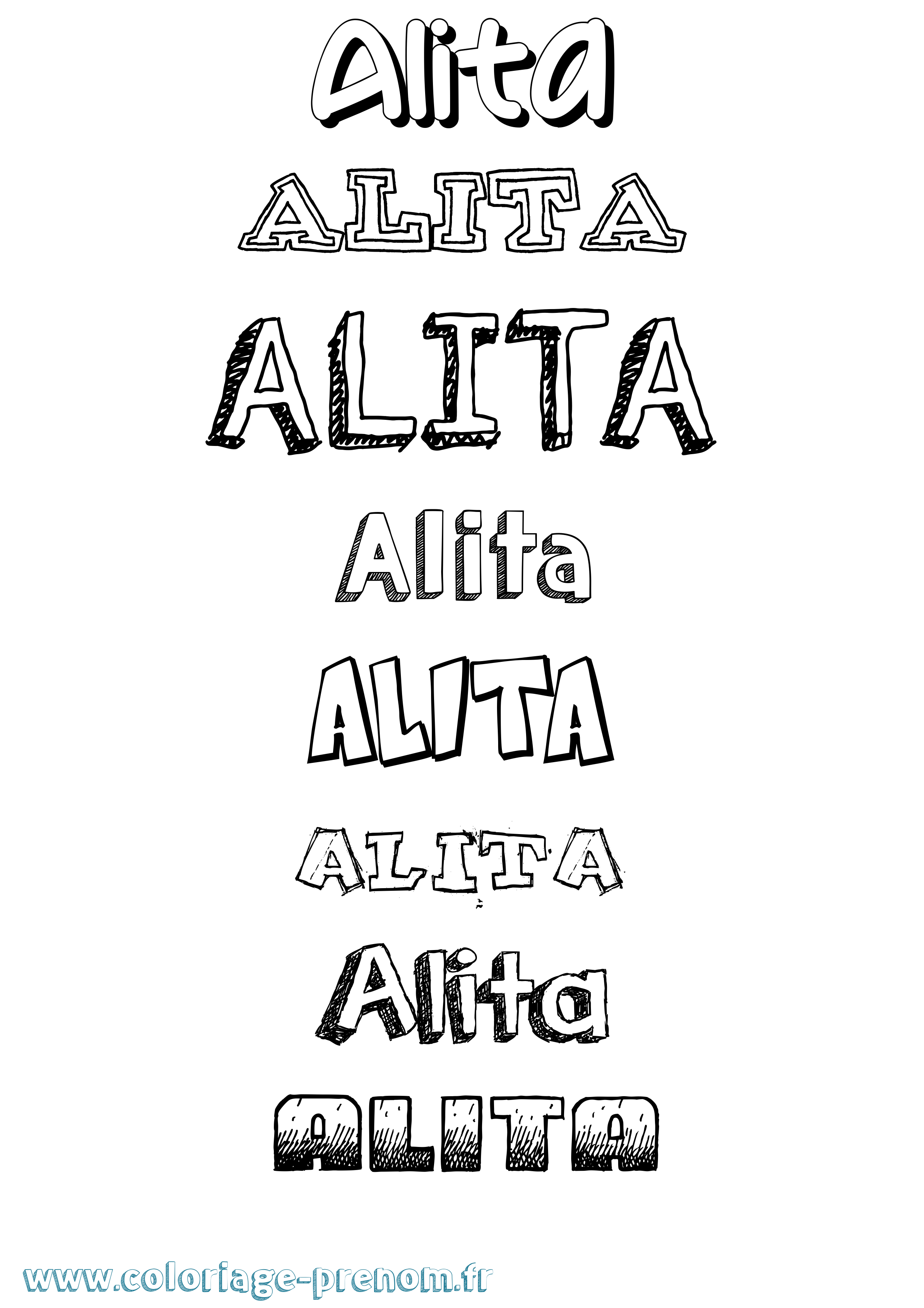Coloriage prénom Alita Dessiné